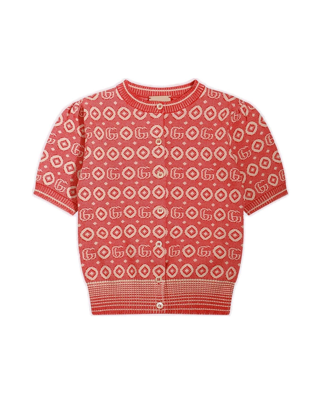 Gucci Double G Logo Knitted Cardigan - Rosso