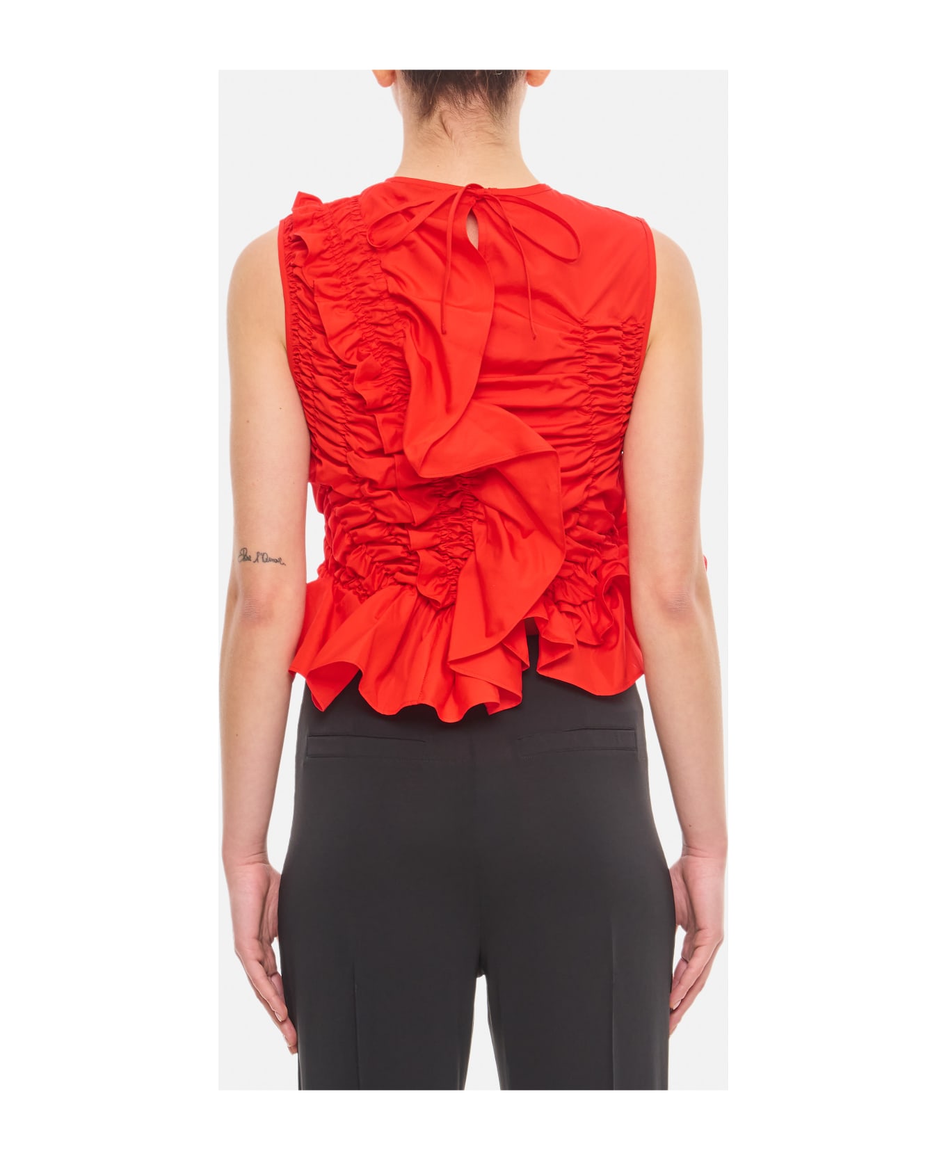 Cecilie Bahnsen Geo Cotton Sleeveless Top - Red