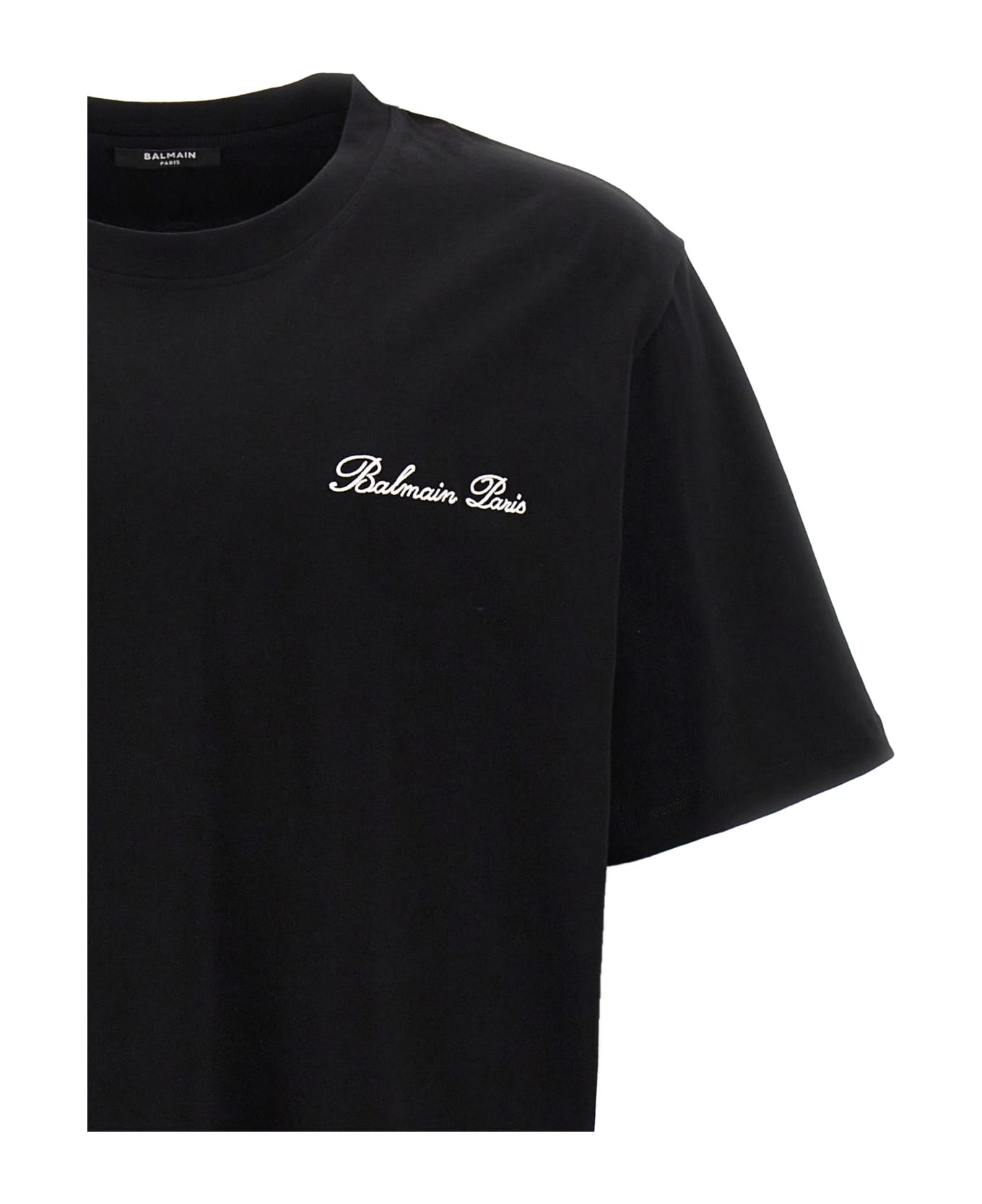 Balmain 'balmain Signature' T-shirt - Eab Noir/blanc