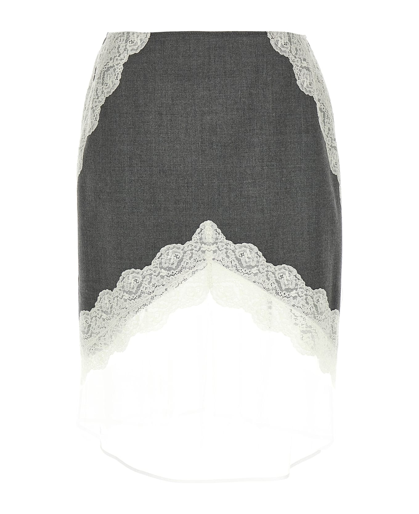 Jil Sander Organza Lace Wool Skirt - Gray