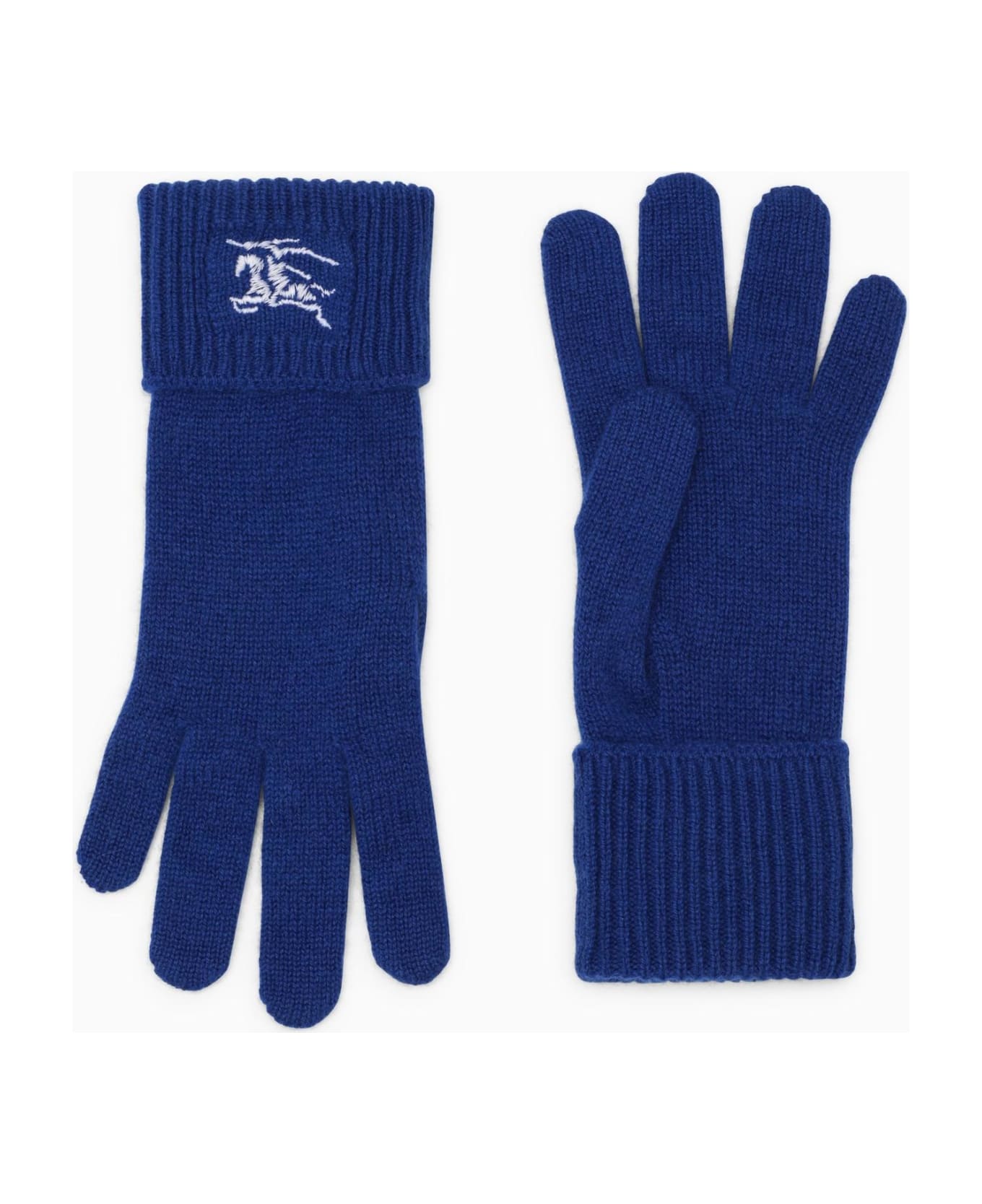 Burberry Blue Cashmere Gloves With Logo - Blue