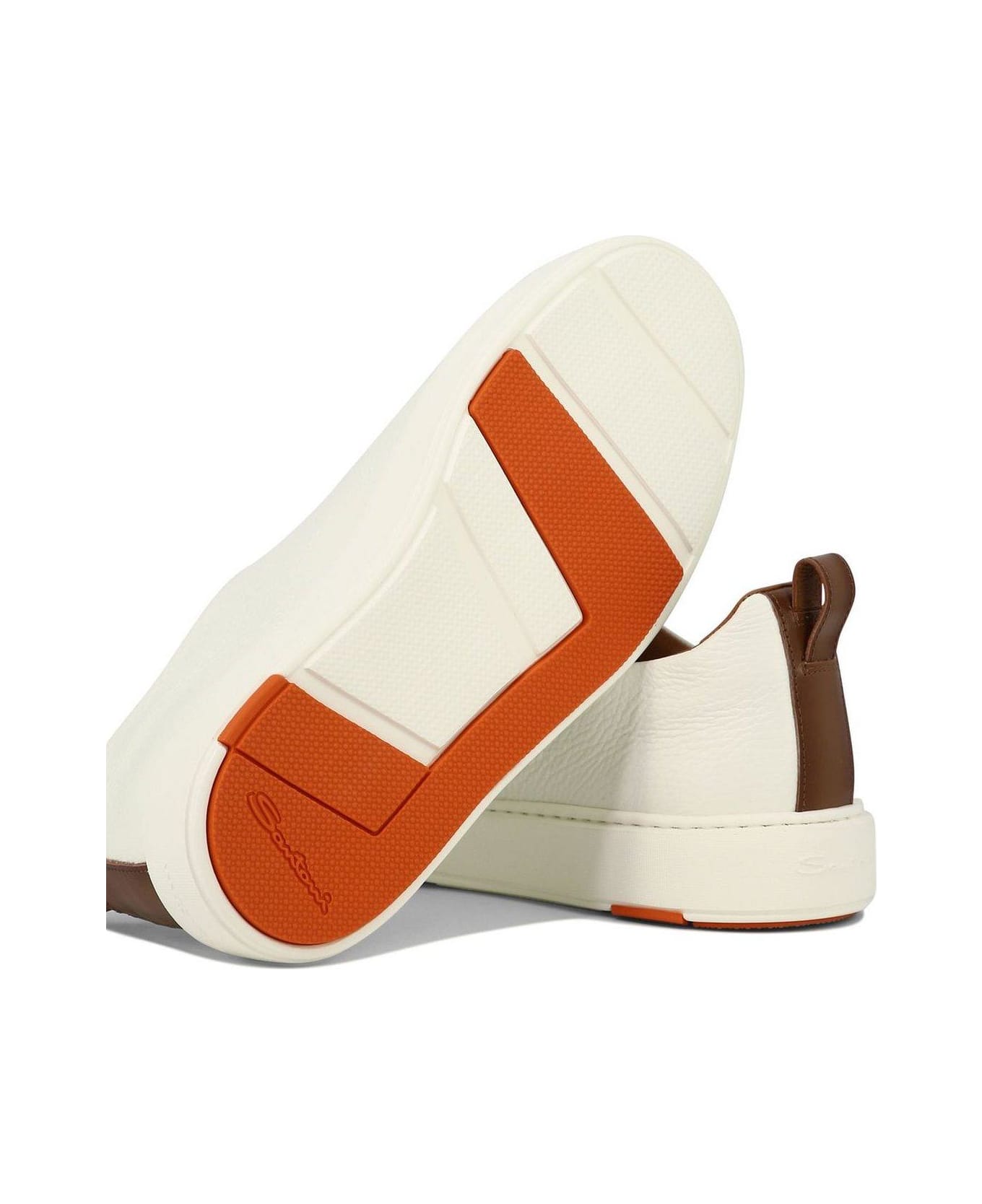 Santoni Round Toe Slip-on Sneakers - Beige
