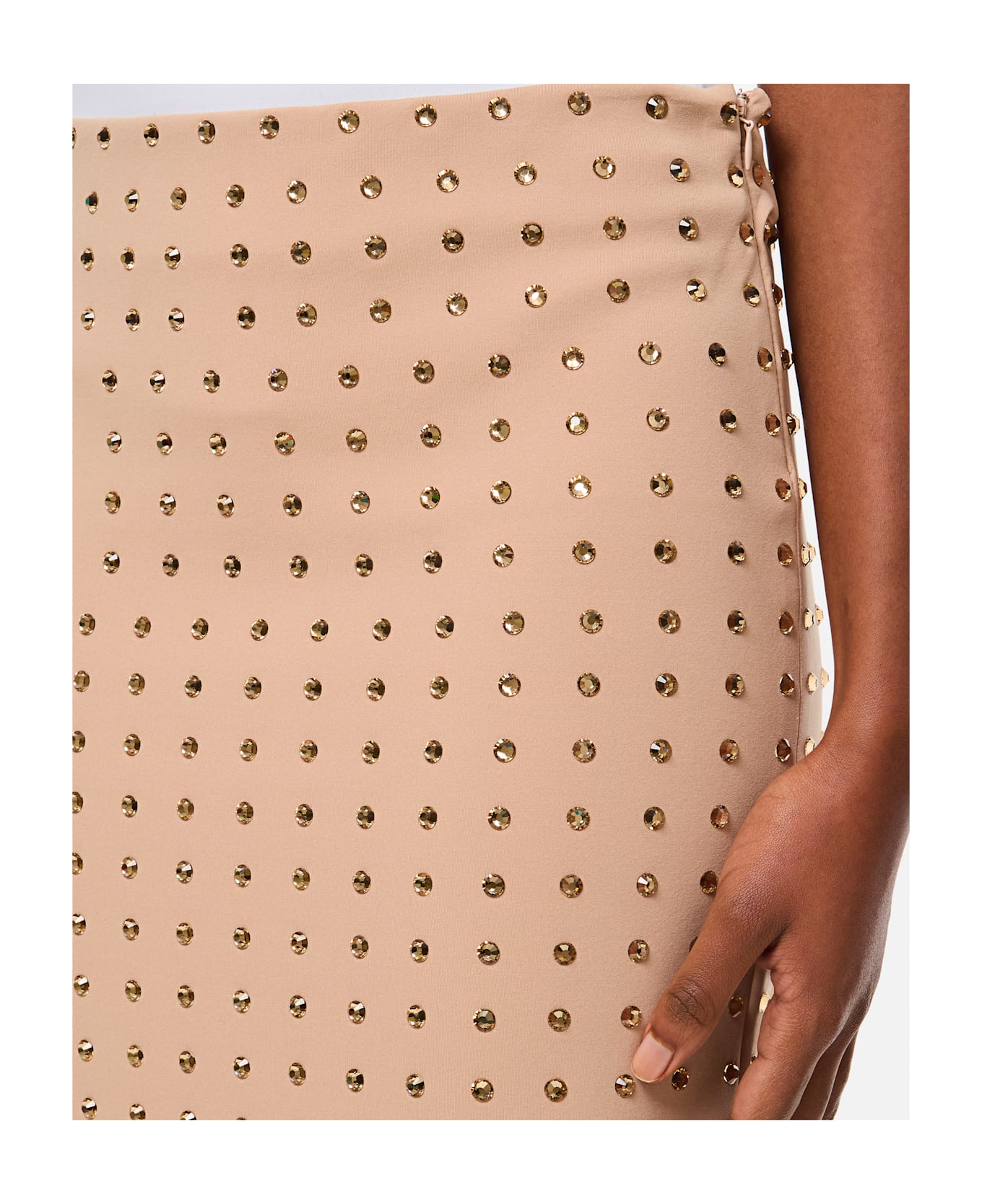 SportMax Nome Crystal Lycra Midi Skirt - Beige