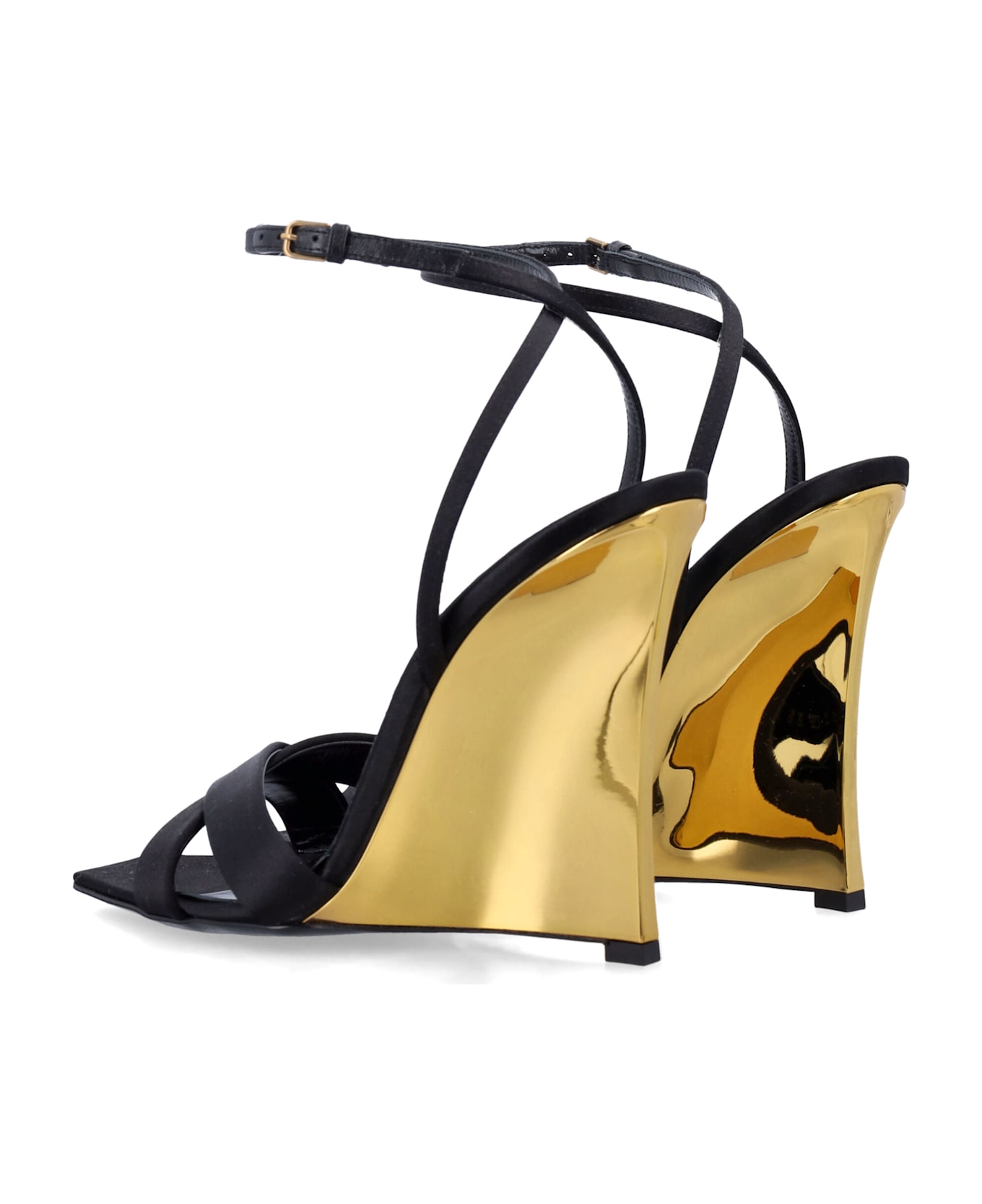 Saint Laurent Lucienne Sandal Wedges - BLACK
