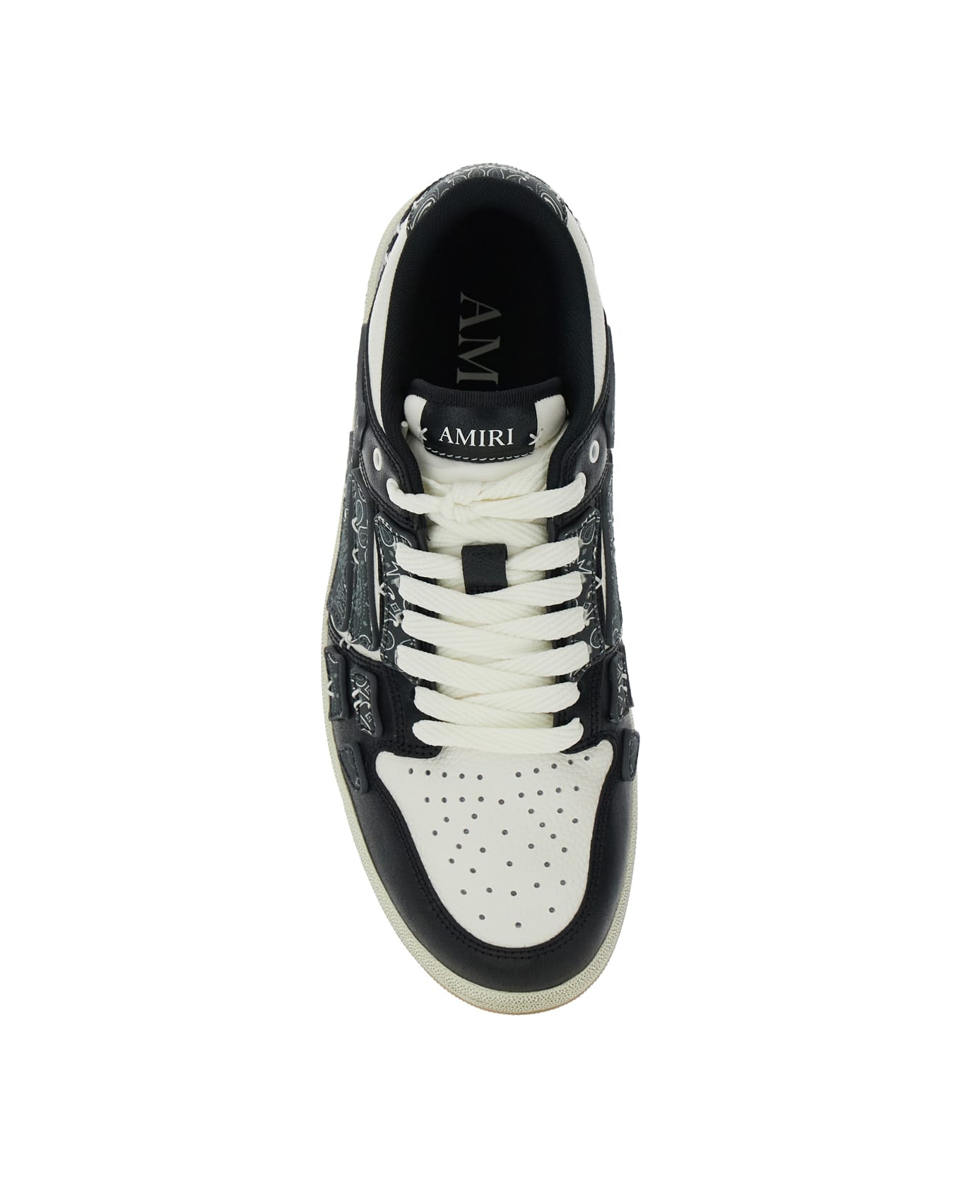 AMIRI 'skel Top' Black Low Top Sneakers With Logo Patch On The Tongue And Logo Lettering On The Heel In Leather Man - White/black