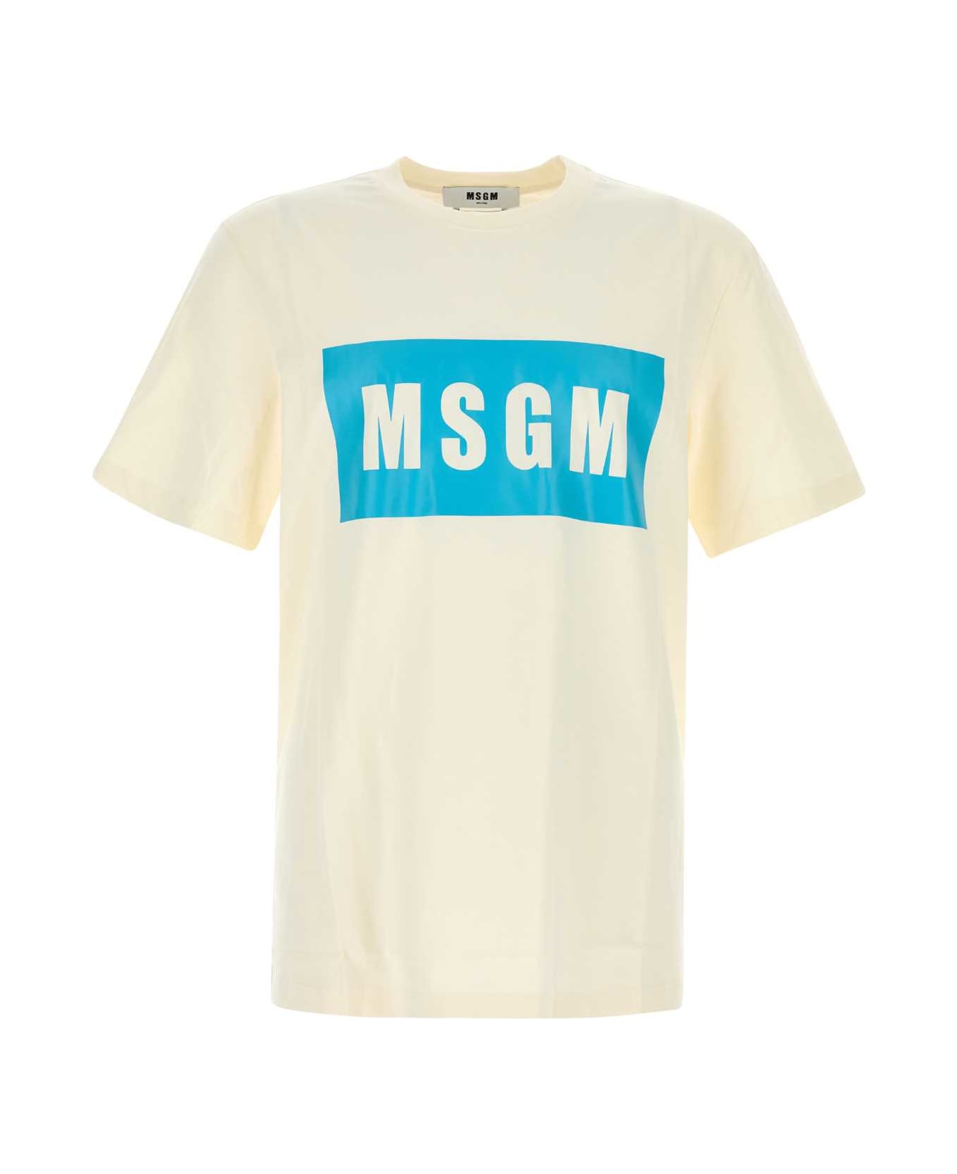 MSGM Cream Cotton T-shirt - OFFWHITE