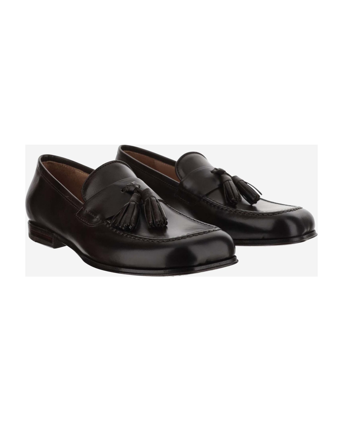 Hervè Chapelier Leather Loafers - Brown フラットシューズ