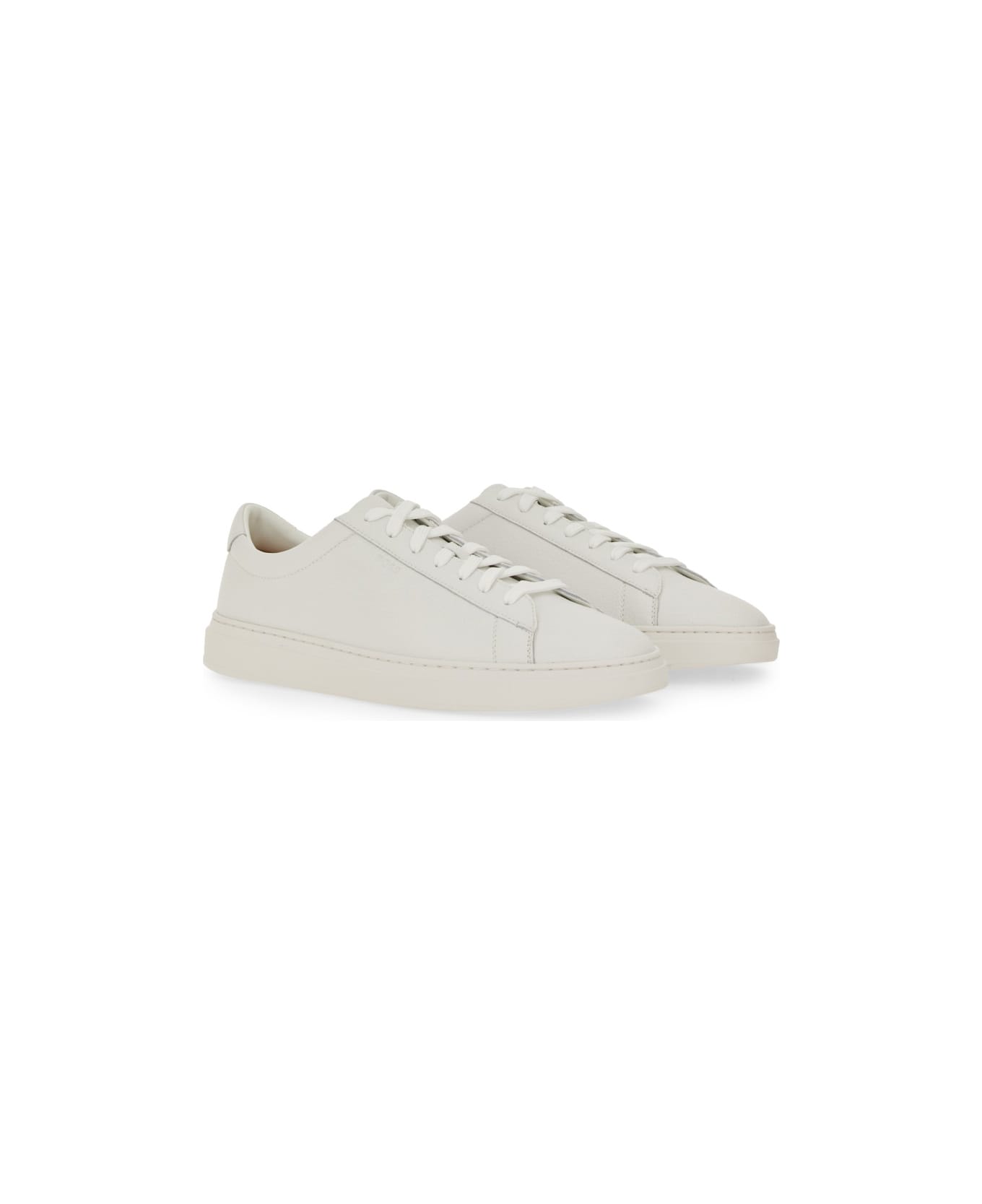 Hugo Boss Grained Leather Sneaker - WHITE