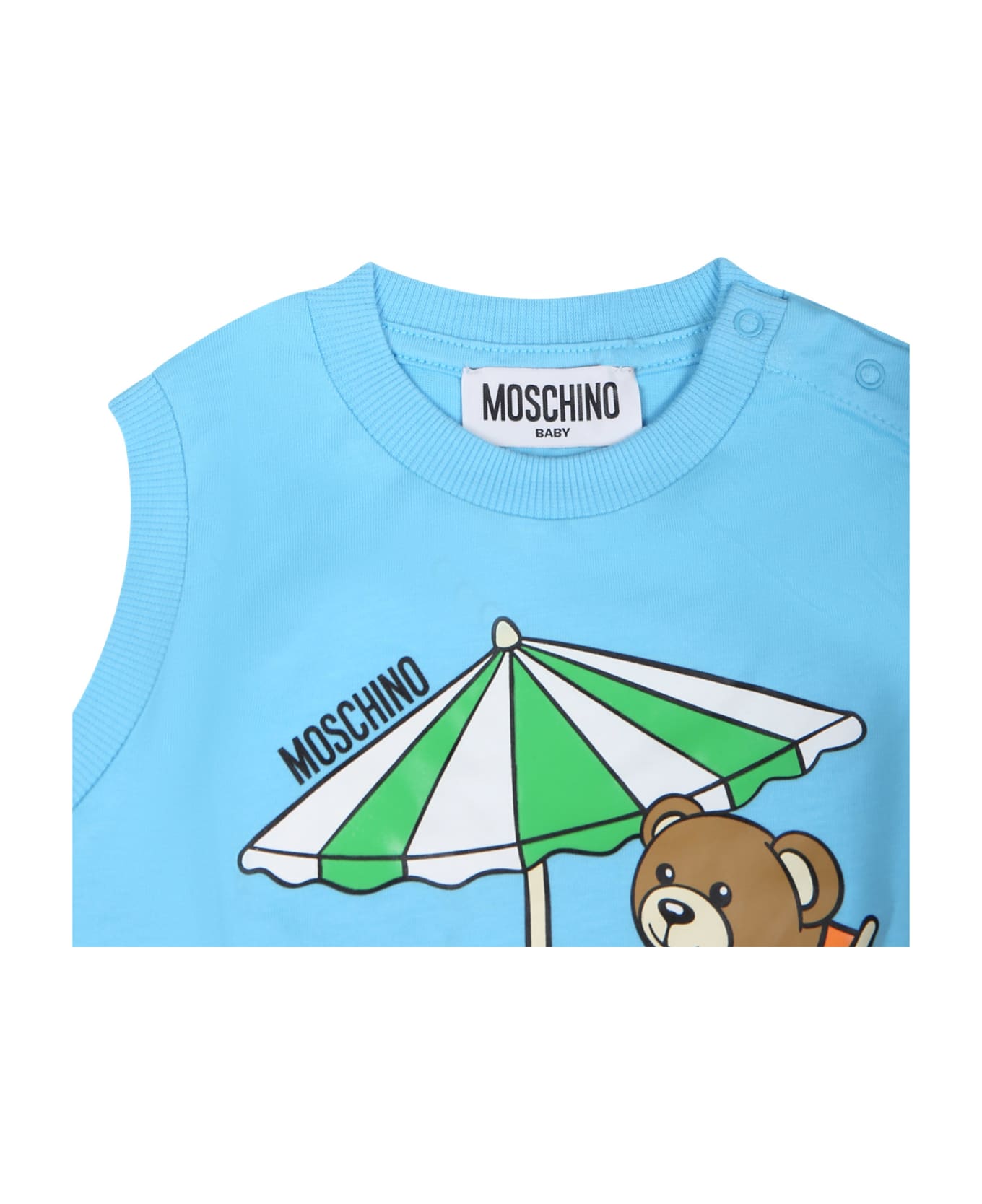 Moschino Sky Blue Sports Suit For Baby Boy With Teddy Bear - Light Blue