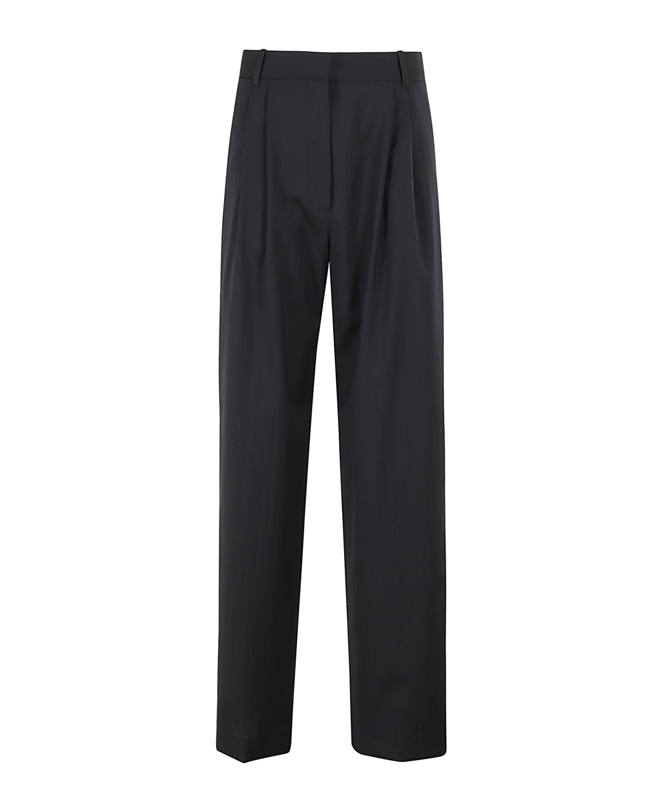 Róhe Wide Leg Pleated Trousers - Night Stripe