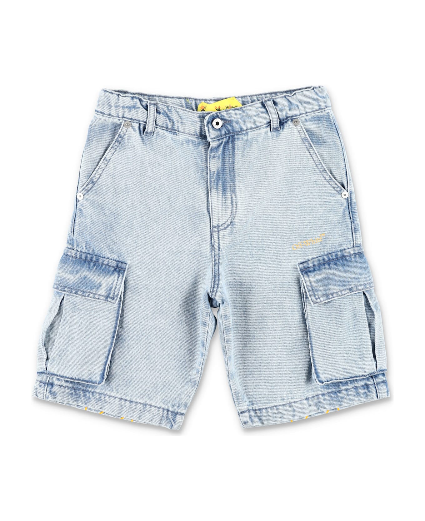 Off-White Kid - Diagonal Bookish Cargo Denim Shorts - DENIM
