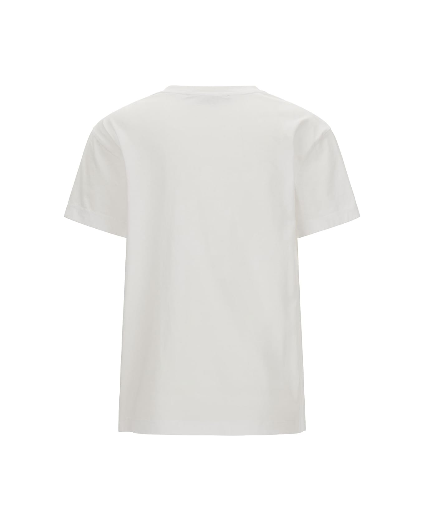 Stella McCartney White Crewneck T-shirt With Embroidered Logo At The Front In Cotton Woman - Pure White Tシャツ