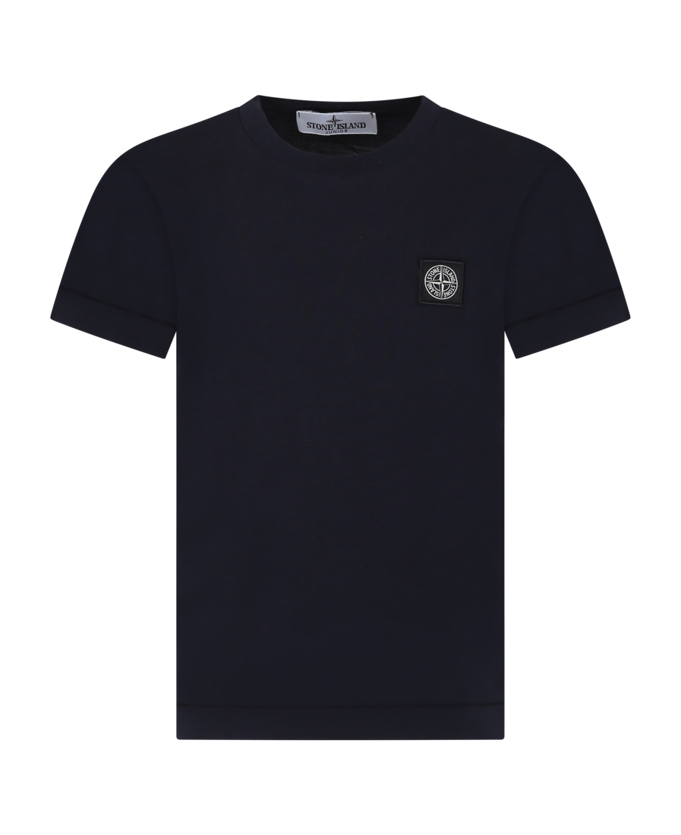 Stone Island Junior Blue T-shirt For Boy With Logo Tシャツ＆ポロシャツ