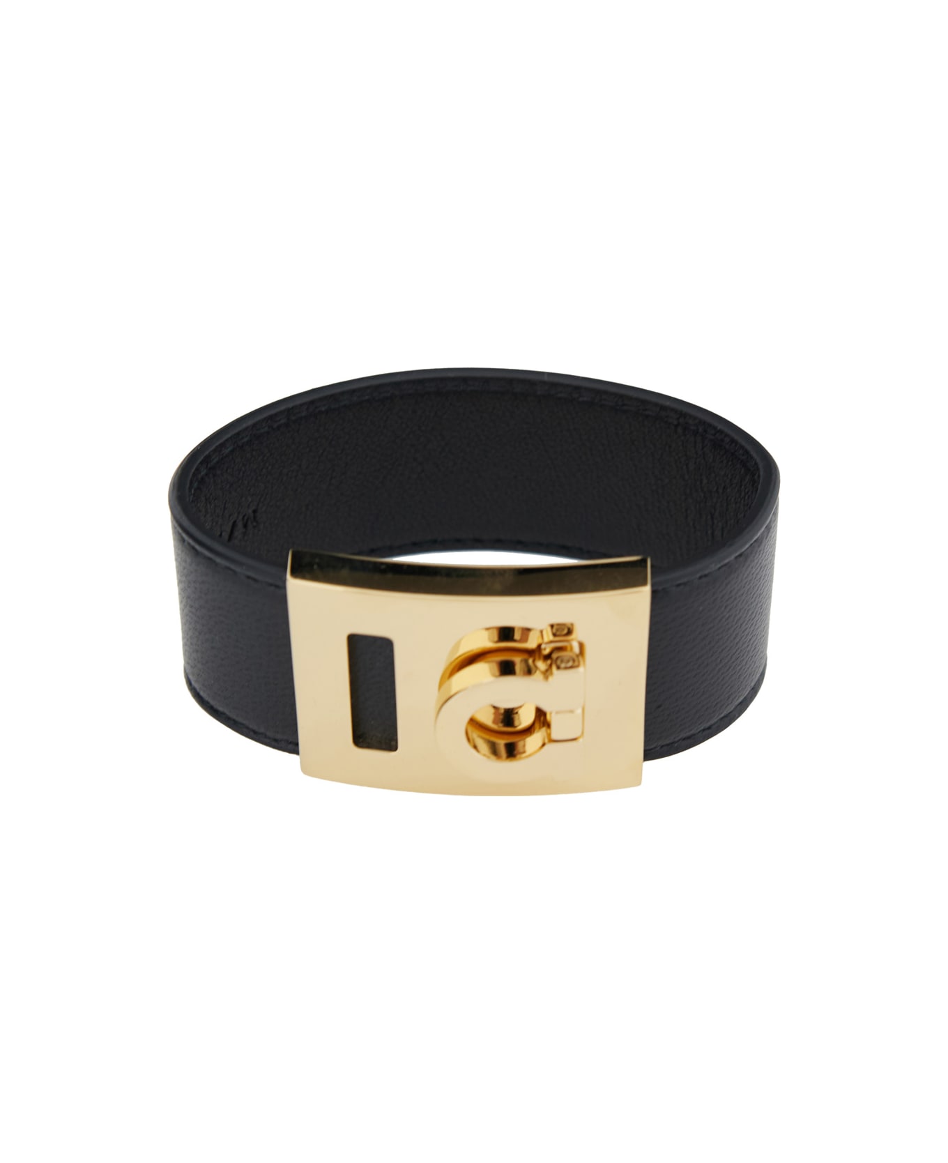 Ferragamo 
hug
 Black Bracelet With Gancini Detail In Smooth Leather Woman - Black