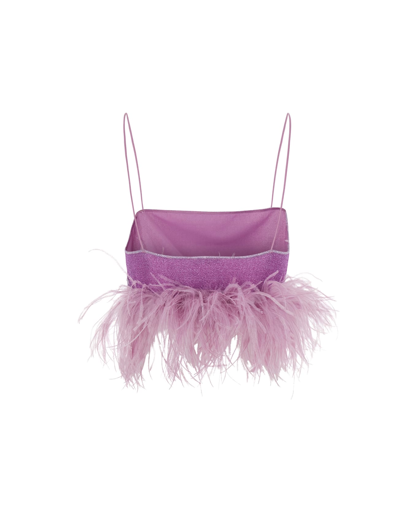 Oseree 'lumière Plumage' Violet Top With Feathers Trim In Lurex Woman - Pink トップス