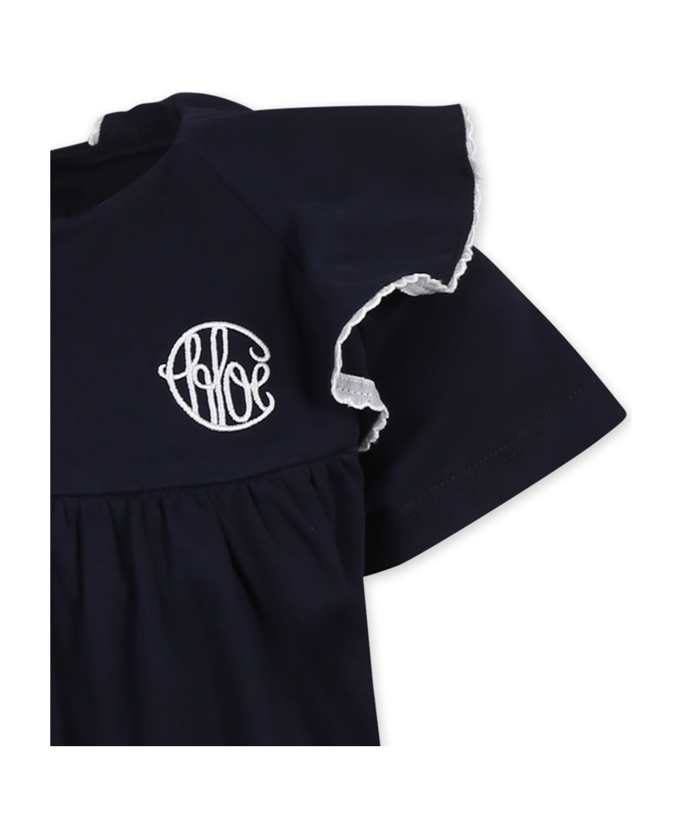 Chloé Blue Dress For Girl With Logo - Blue