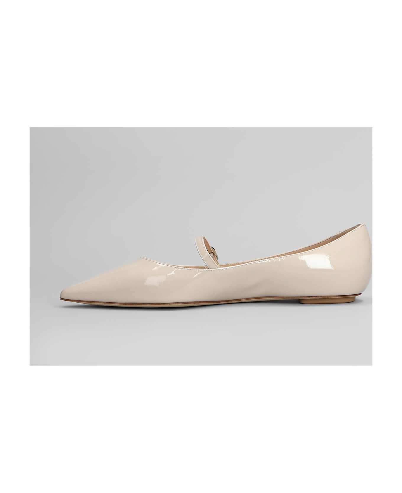 Stuart Weitzman Emilia Mary Jane Ballet Flats In Taupe Patent Leather - taupe