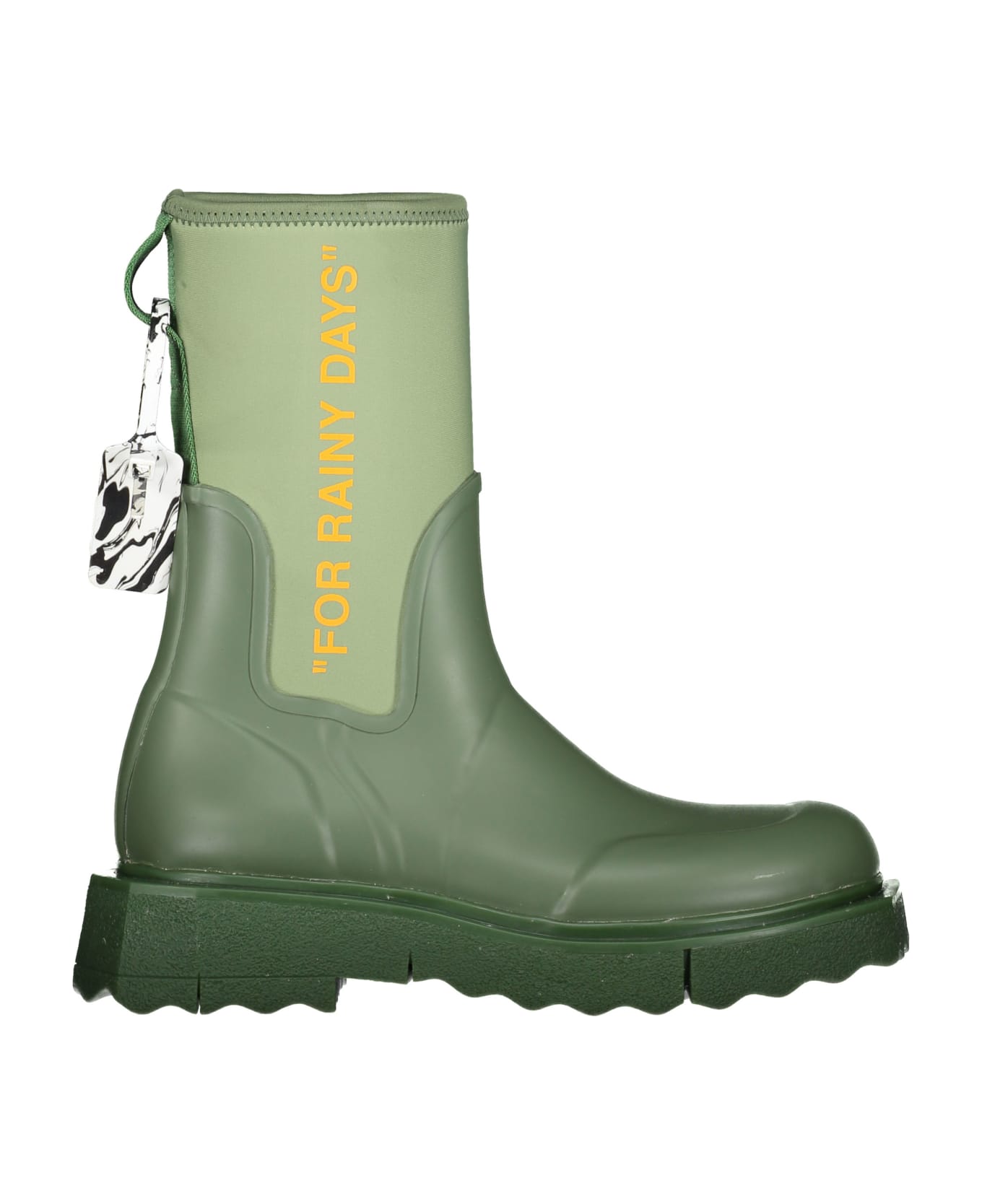Off-White Rubber And Neoprene Rain Boots - green