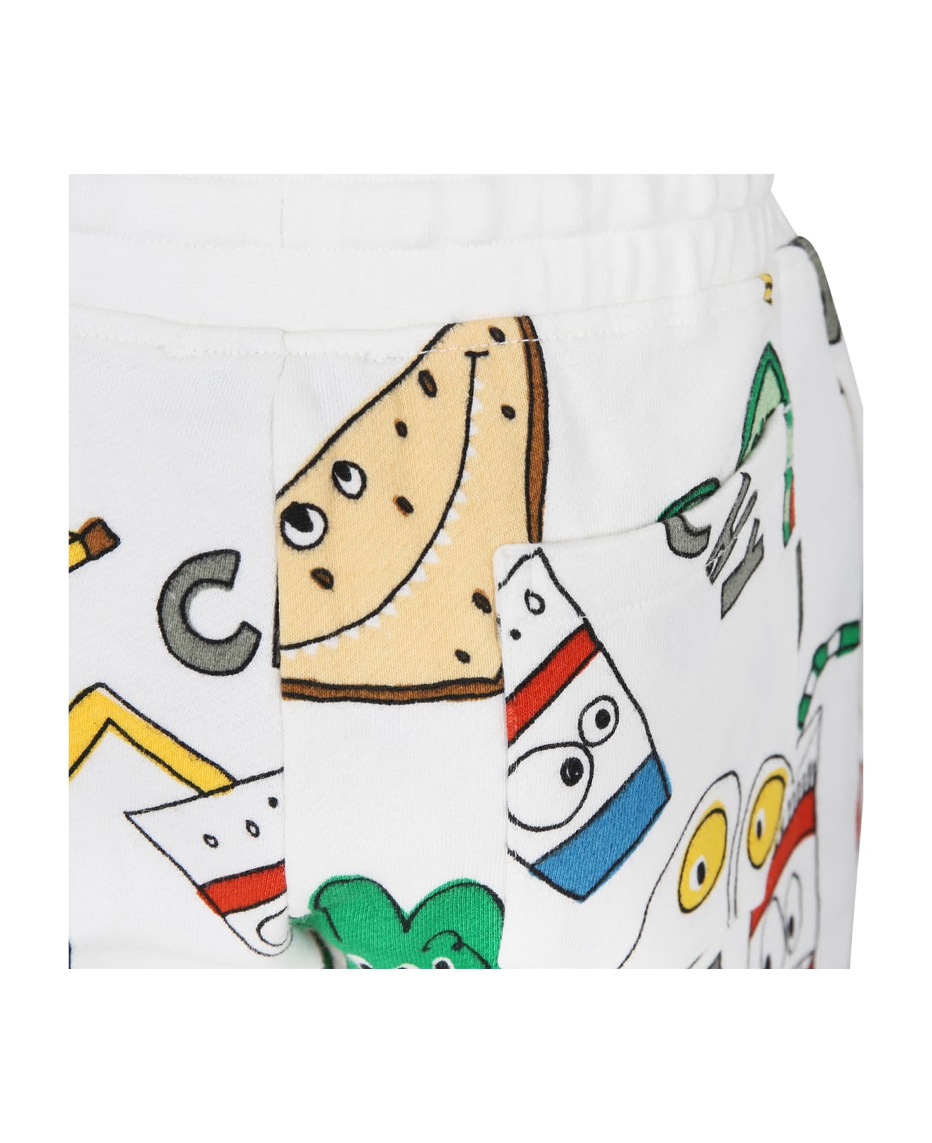 Stella McCartney Kids White Shorts For Boy With Multicolor Print - White ボトムス