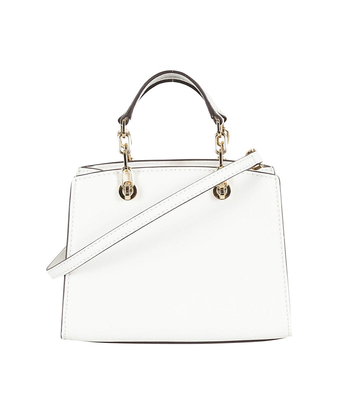 Michael Kors Cynthia Logo Plaque Small Bag - Optic White トートバッグ