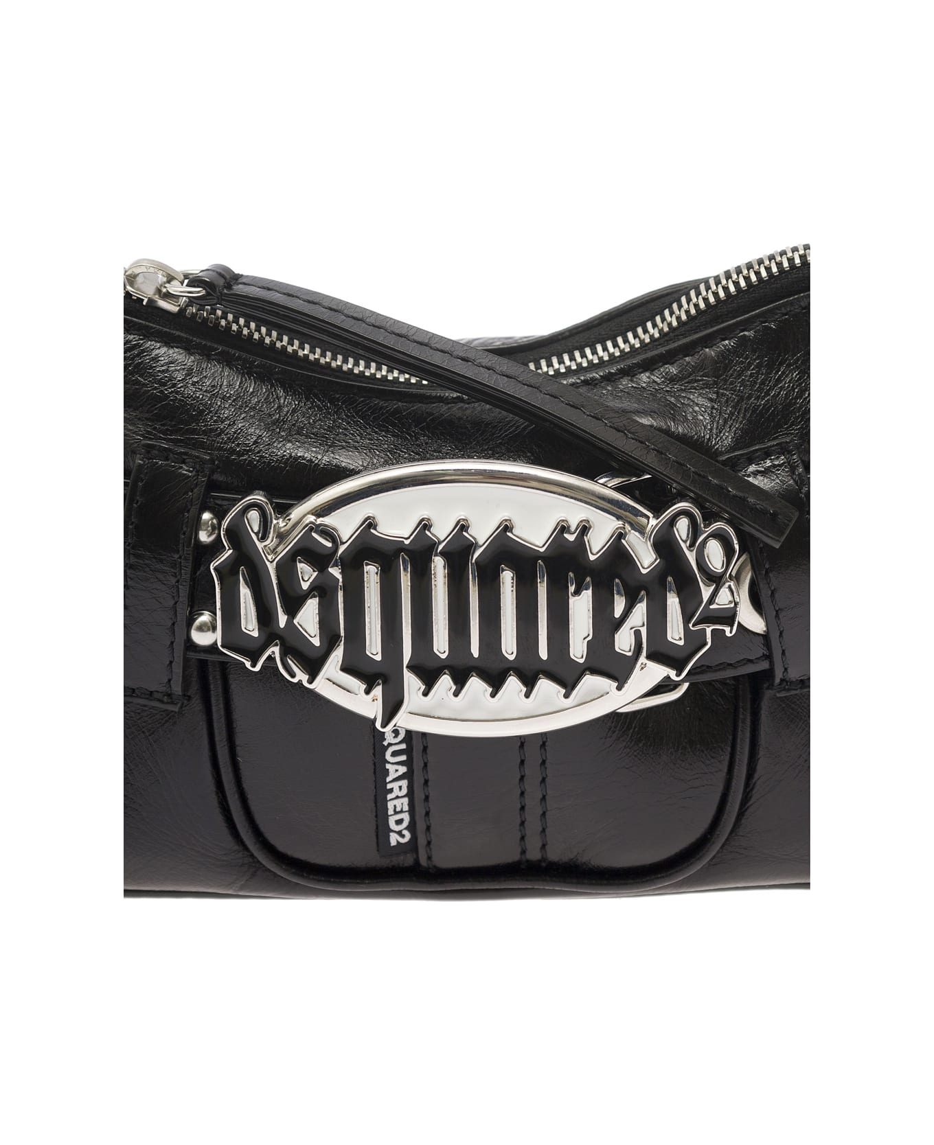 Dsquared2 'gothic' Black Shoulder Bag With Belt Detail In Smooth Leather Woman - Black