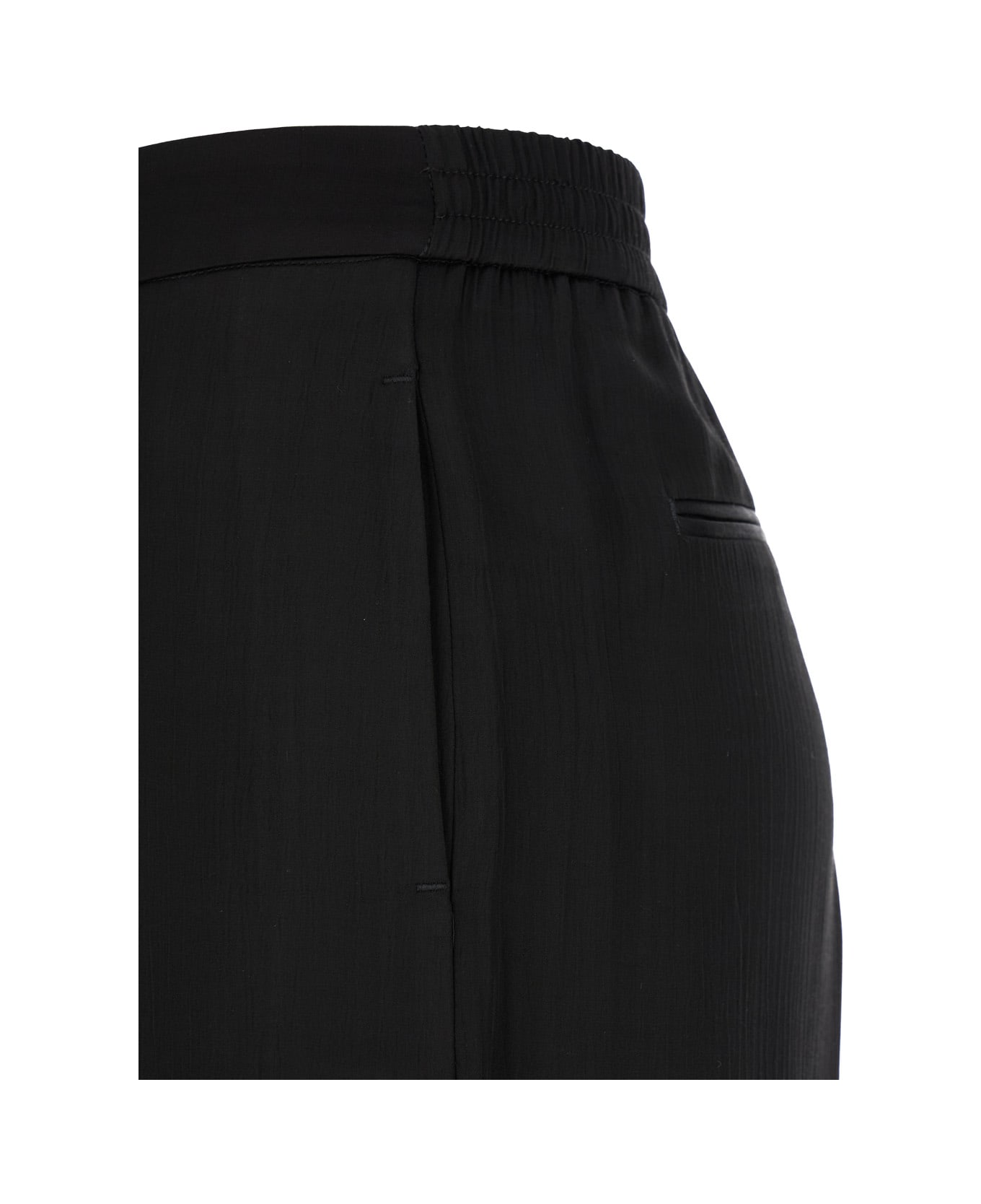 PT01 'lorenza' Black Relaxed Pants With Welt Pockets In Viscose Woman - Black