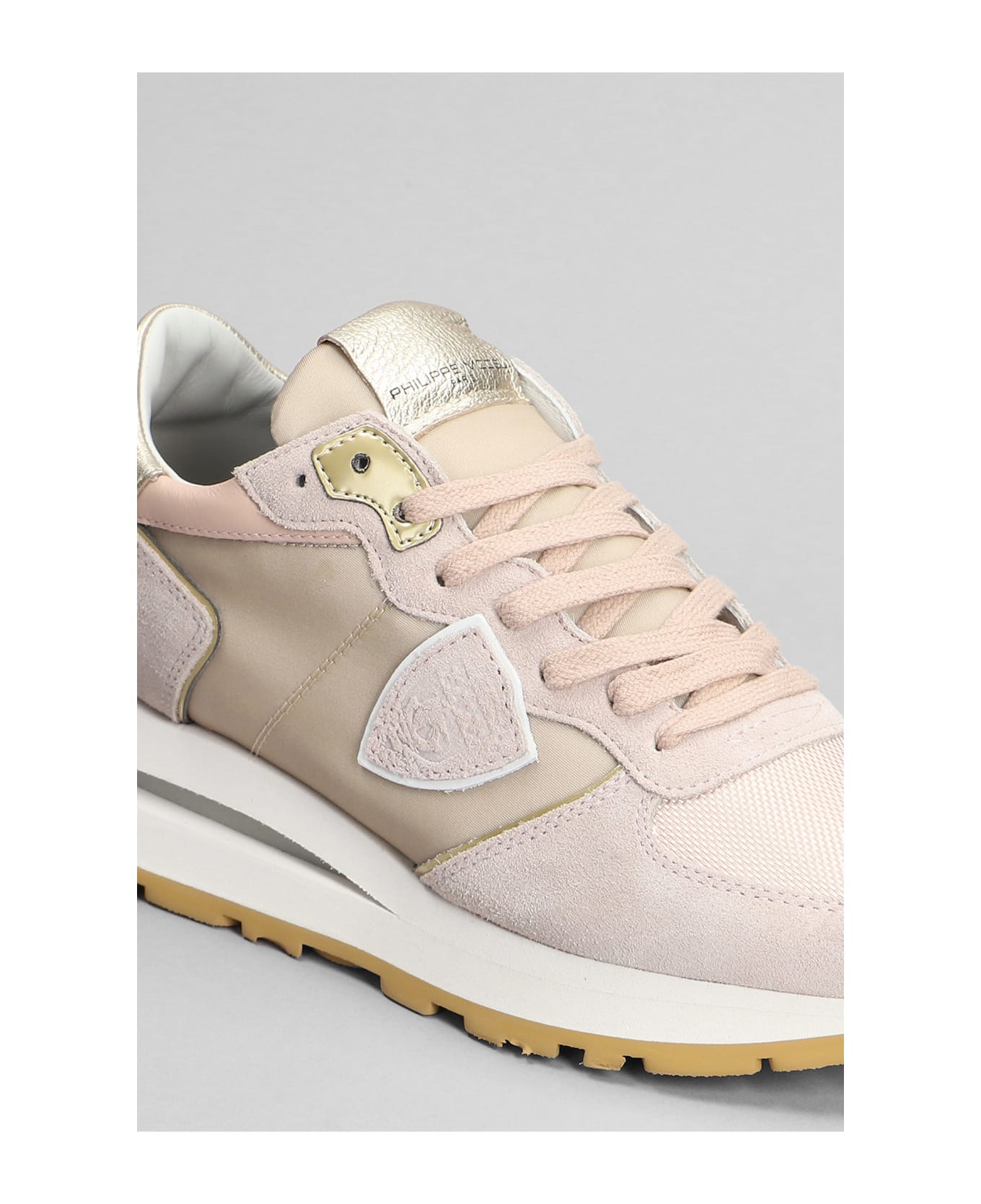 Philippe Model Tropez Haute Low Sneakers In Rose-pink Suede And Fabric - rose-pink スニーカー