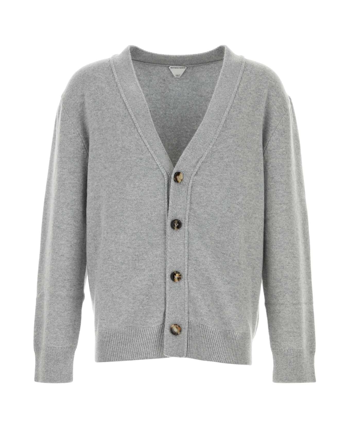 Bottega Veneta Grey Cashmere Cardigan - LIGHTGREYMELANGE