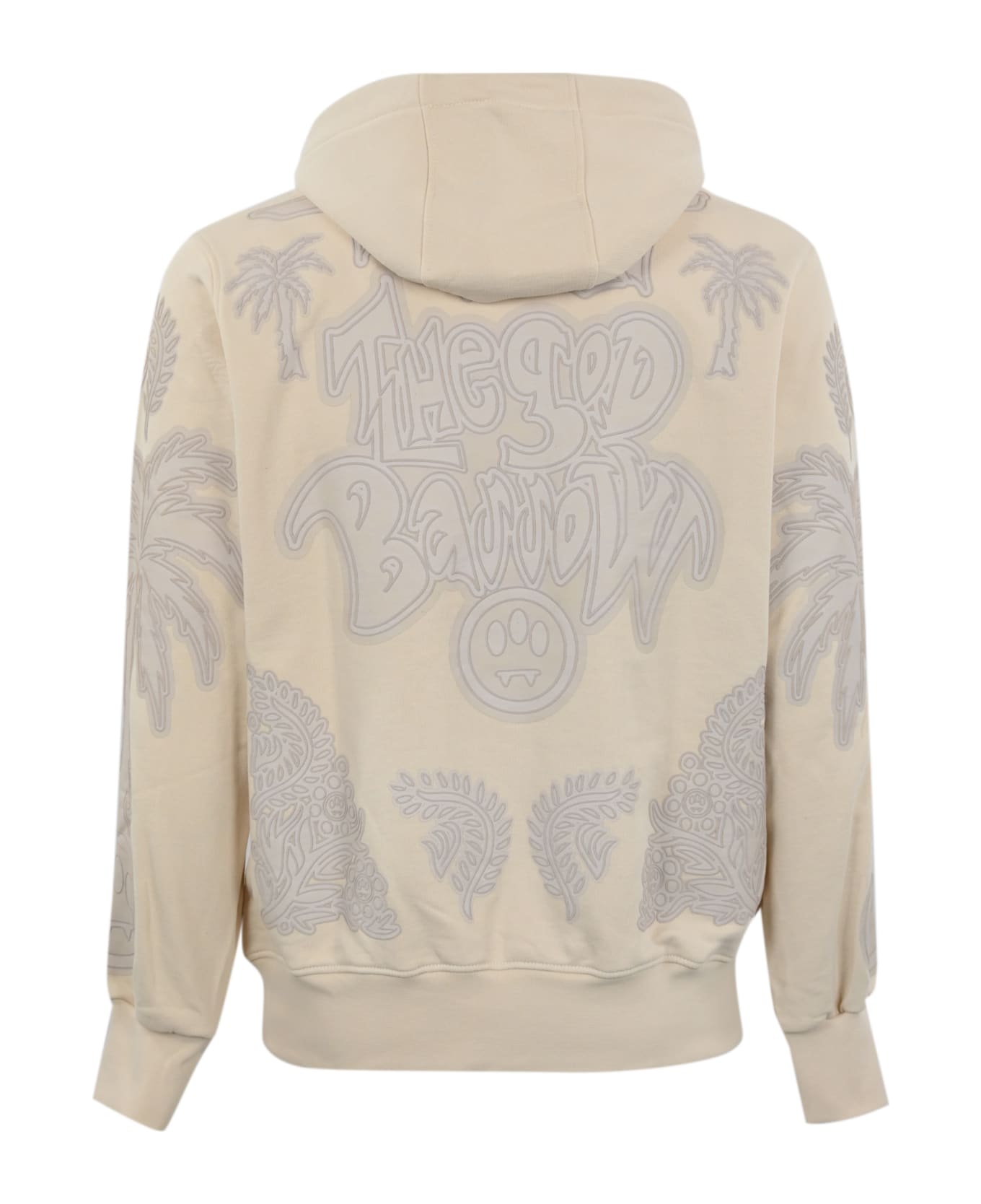 Barrow Cotton Sweatshirt With 3d Palms Print - Turtledove