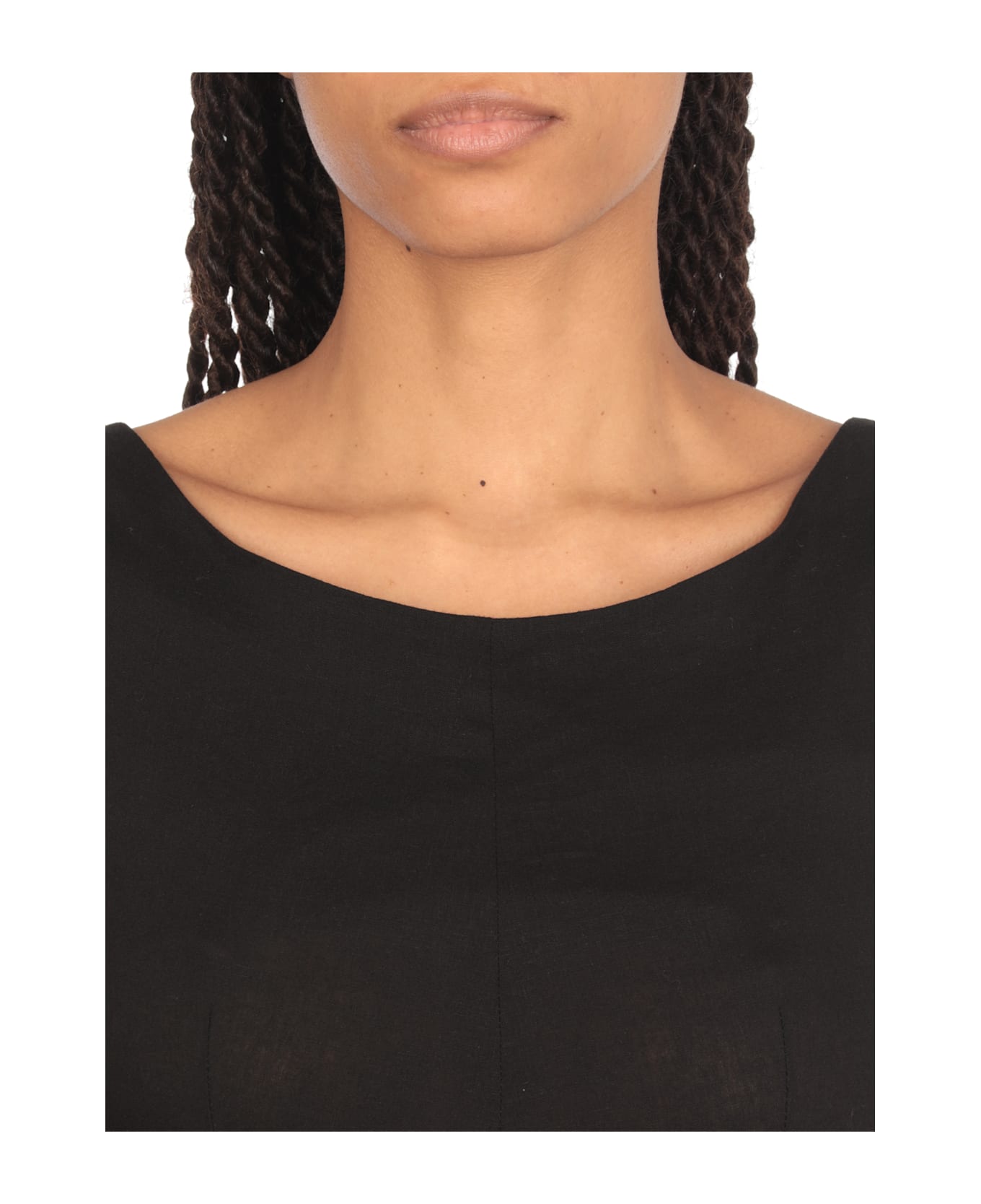 Y
s Linen Blend Jumpsuit - Black
