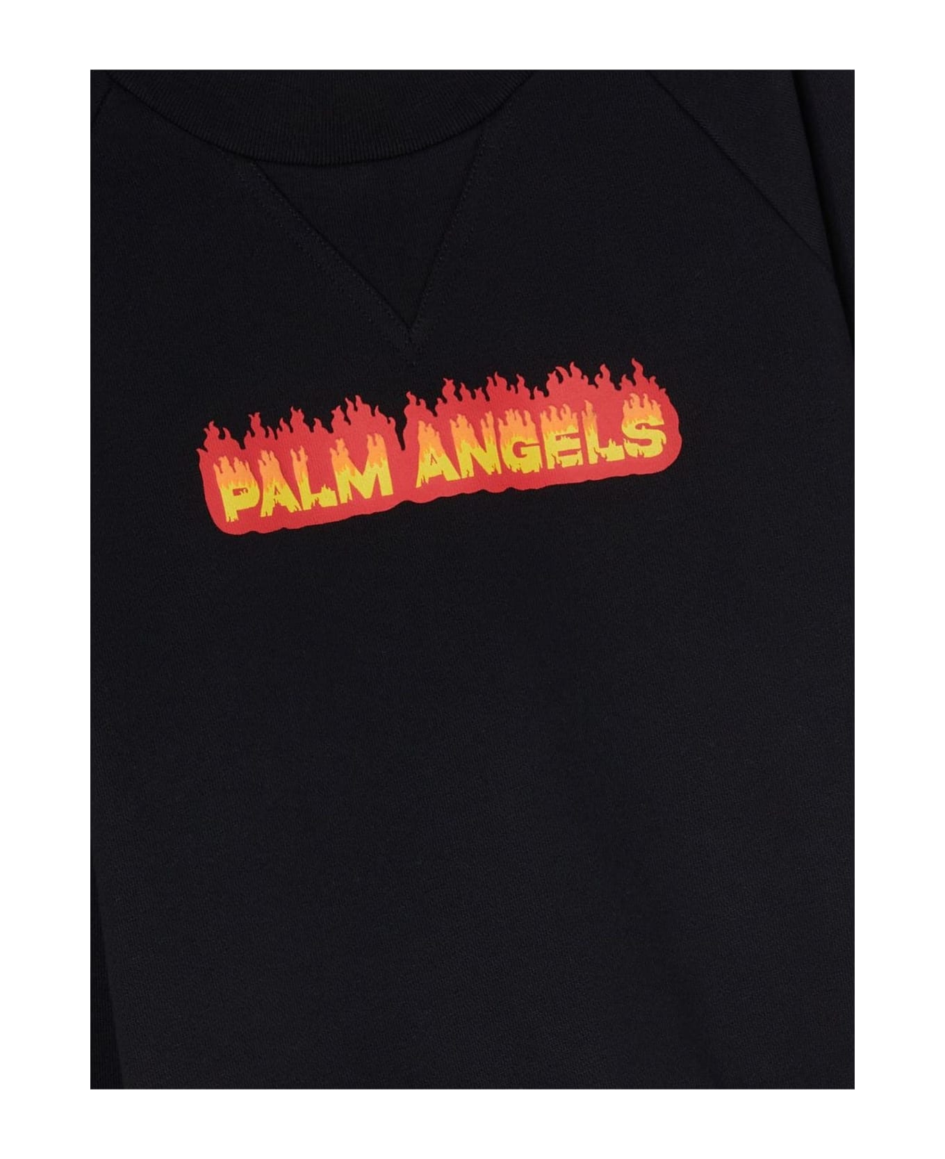 Palm Angels Black Cotton Sweatshirt - Black Red ニットウェア＆スウェットシャツ