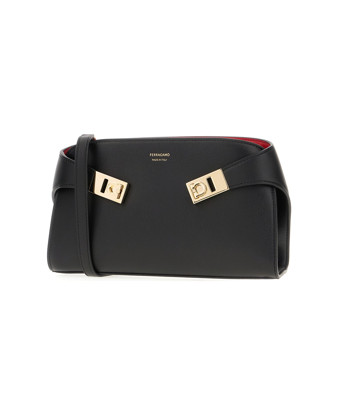 Ferragamo Black Leather Small Hug Shoulder Bag - Black