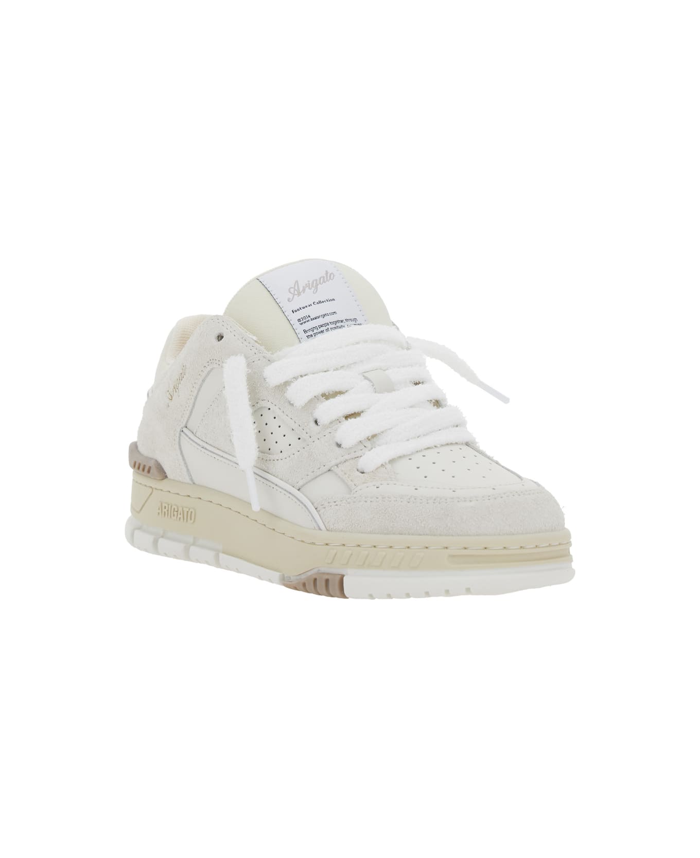 Axel Arigato 'area Lo' White Low Top Sneakers With Logo Patch On The Tongue And Chunky Sole In Leather Blend Woman - BEIGE
