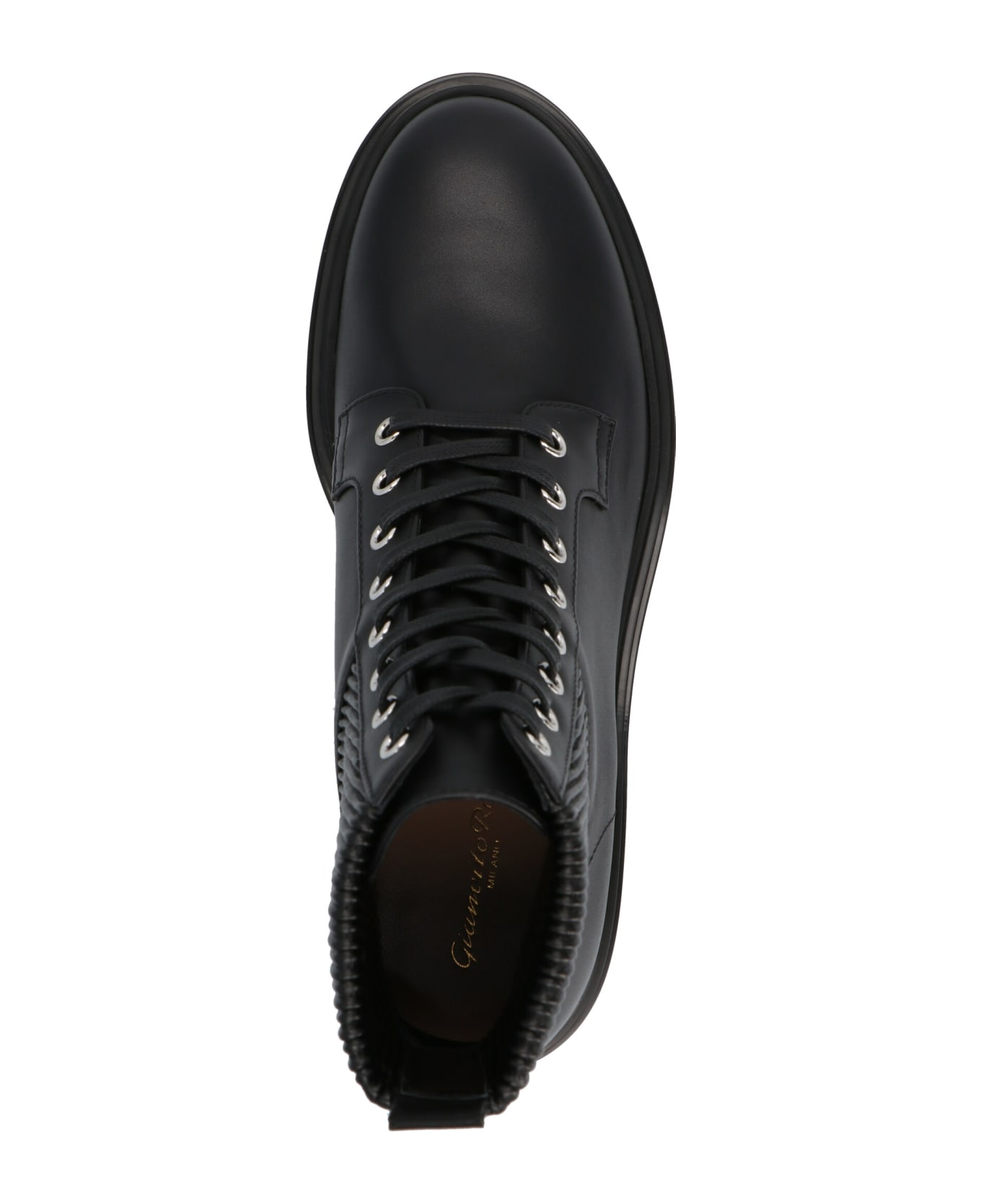 Gianvito Rossi 'martis' Combat Boots - Calf+eco Stretch Black+black