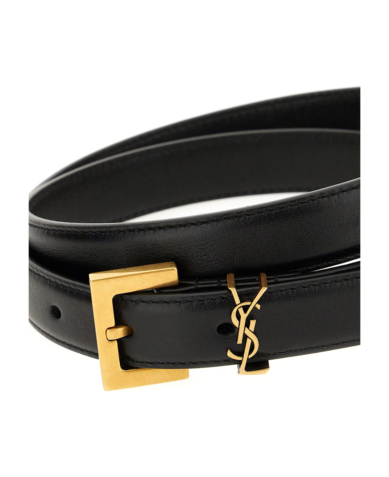 Saint Laurent Black Leather Belt - BLACK