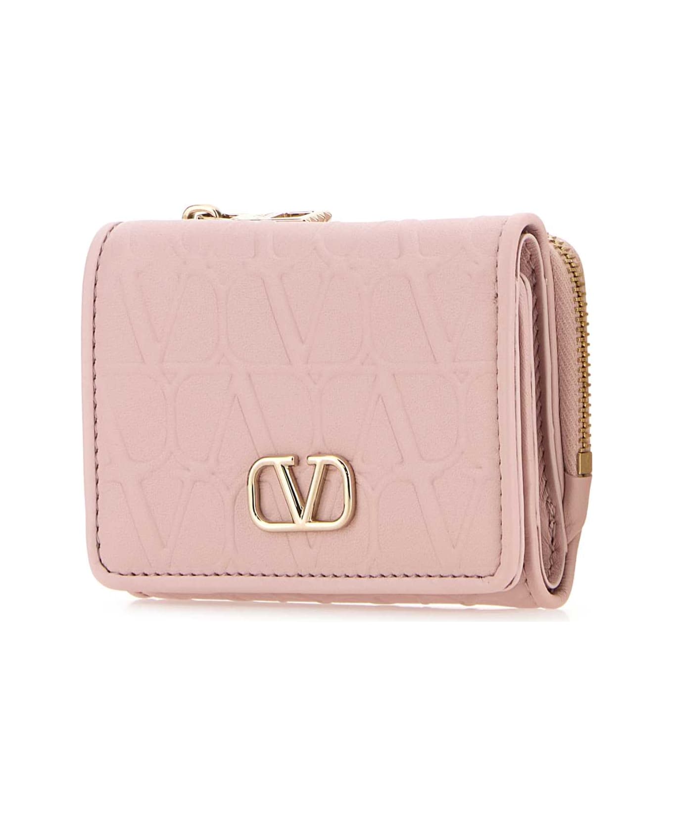 Valentino Garavani Pastel Pink Leather Wallet - ROSEQUARTZ