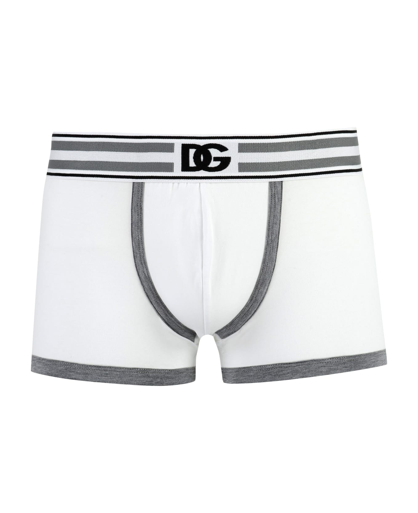 Dolce & Gabbana Logoed Elastic Band Cotton Trunks - White ショーツ