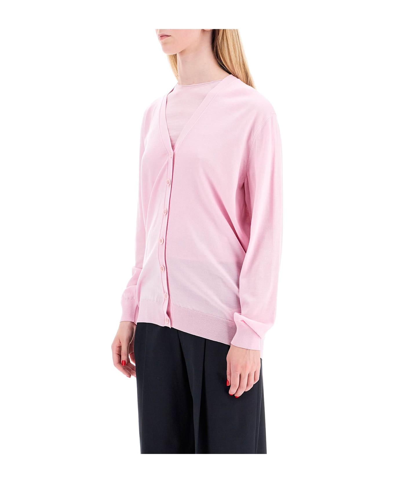 Mrz Lightweight Wool Cardigan - Pink