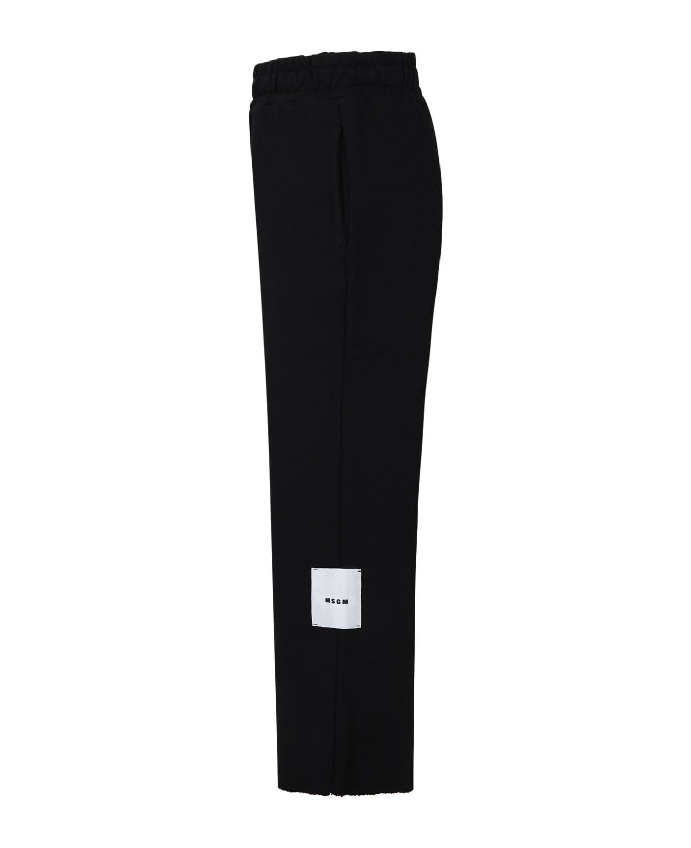MSGM Black Trousers For Boy With Logo - Nero ボトムス