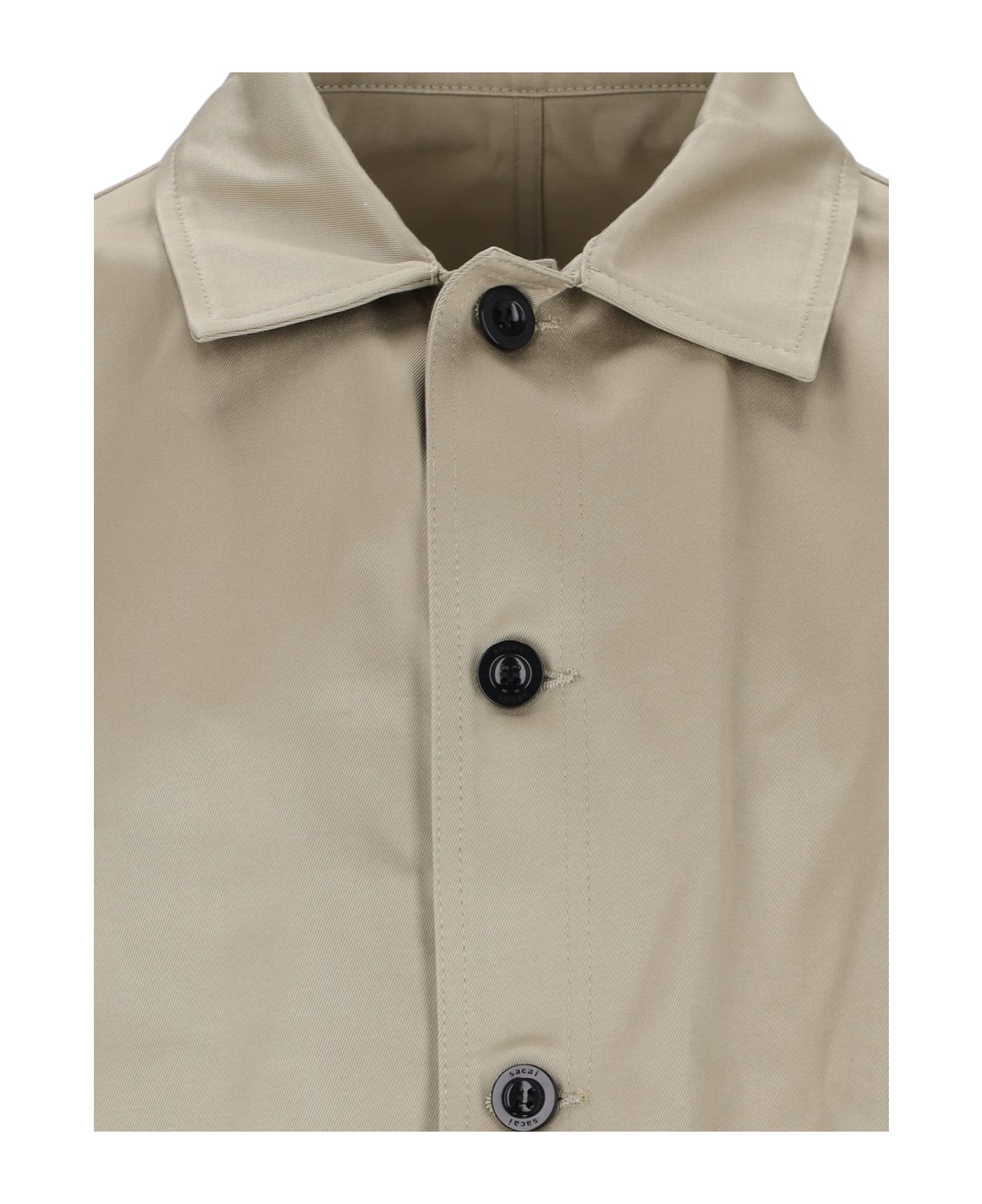 Sacai Nylon Detail Shirt Jacket - Beige×l/khaki