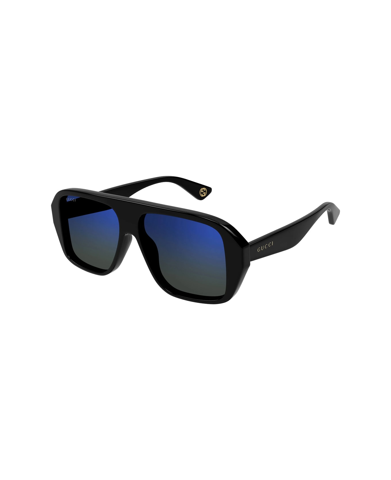 Gucci Eyewear Gg1615s Linea Lettering 001 Black Blue Sunglasses - Nero