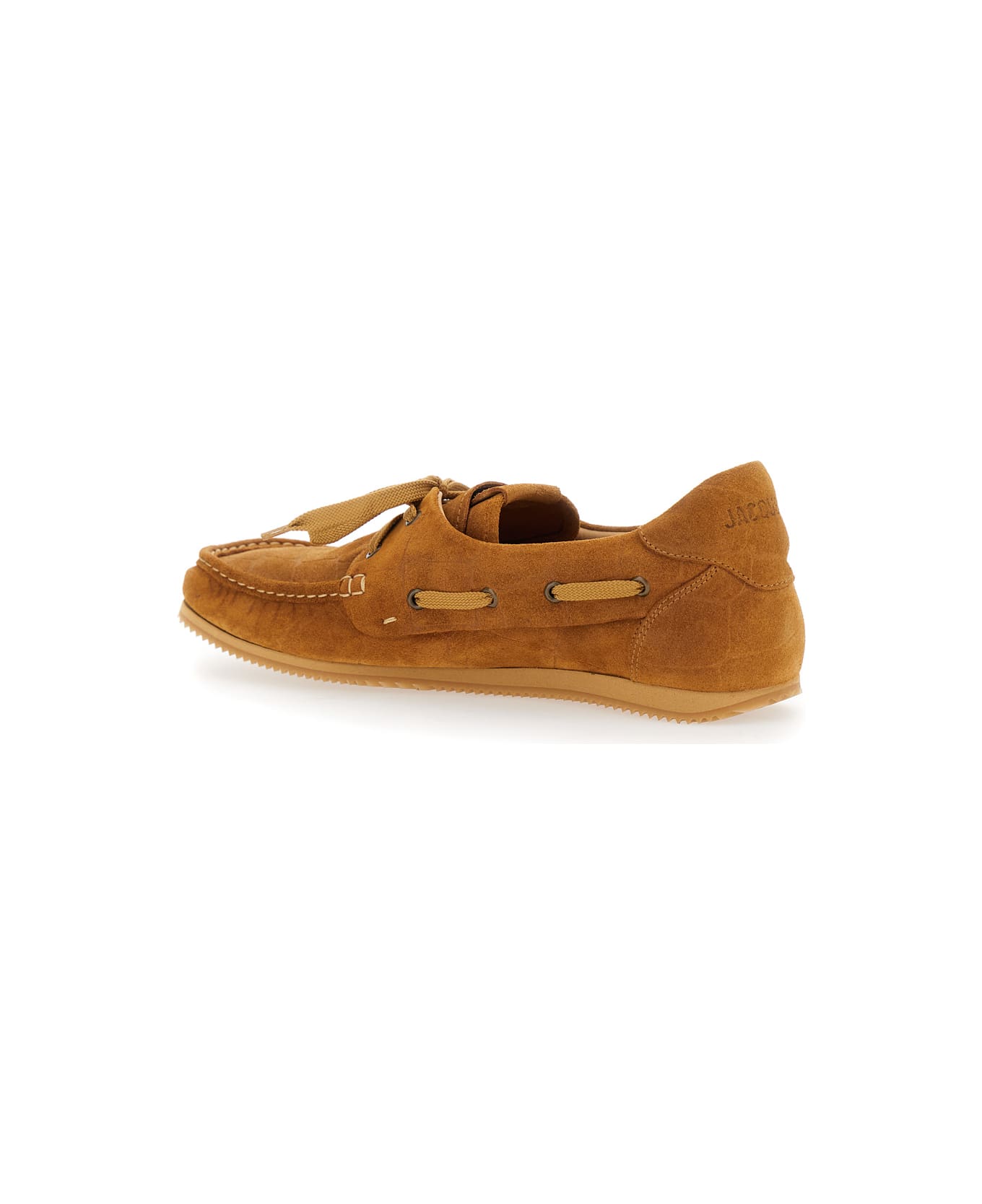 Jacquemus 'les Batto' Brown Loafers With Crocodile Effect And Logo Imprinted On The Heel In Suede Man - Brown