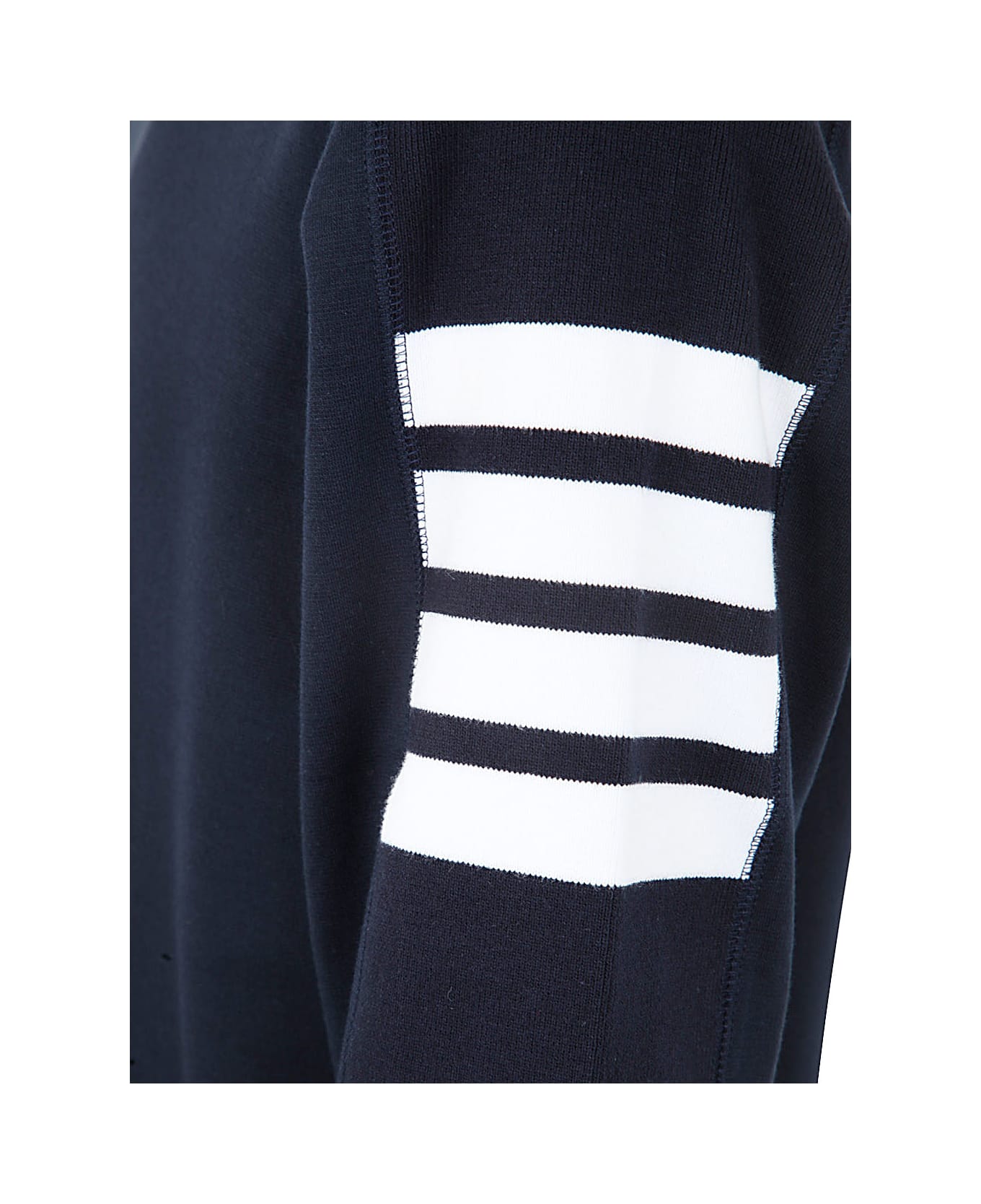 Thom Browne Long Sleeve Tee With 4 Bar Stripe In Milano Cotton - Navy
