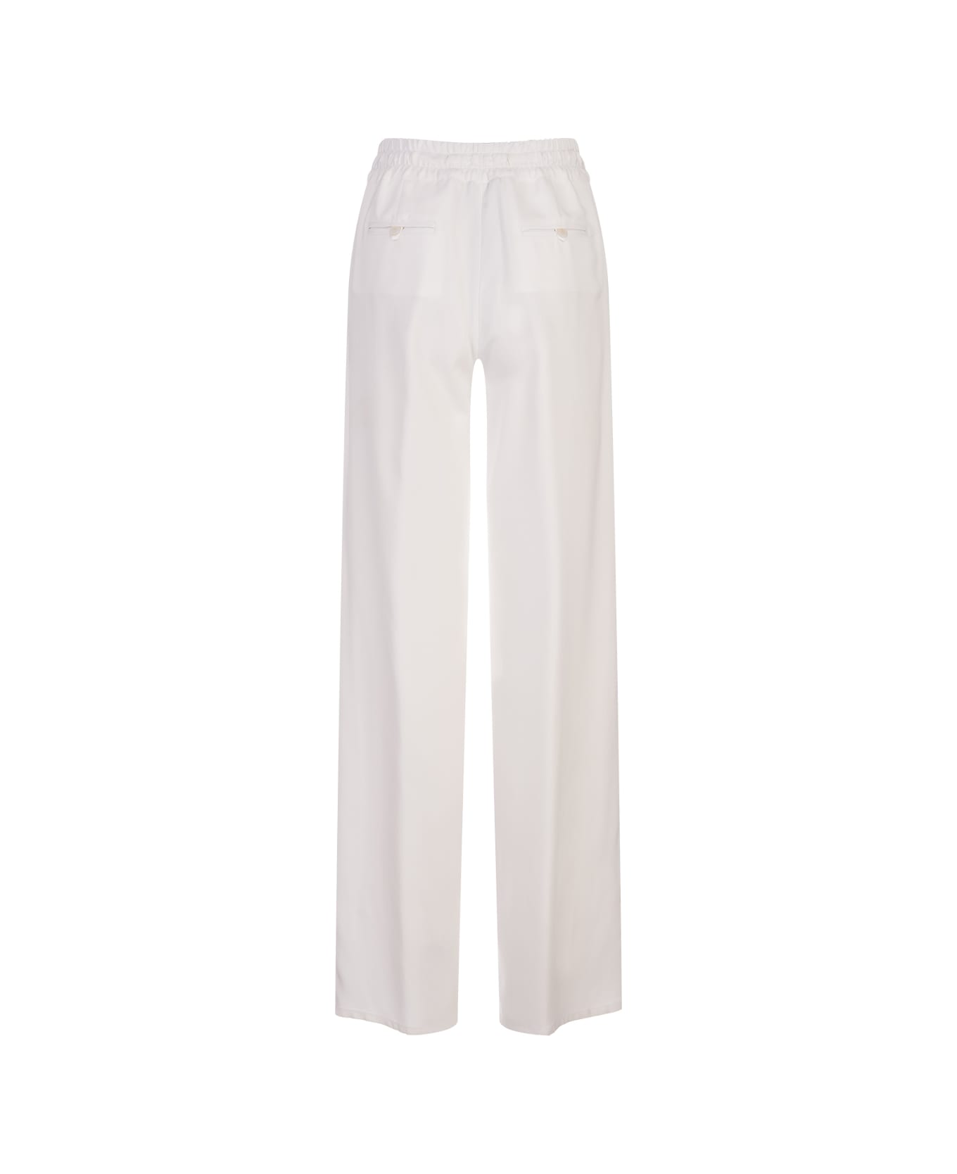 Kiton White Silk Drawstring Trousers - White