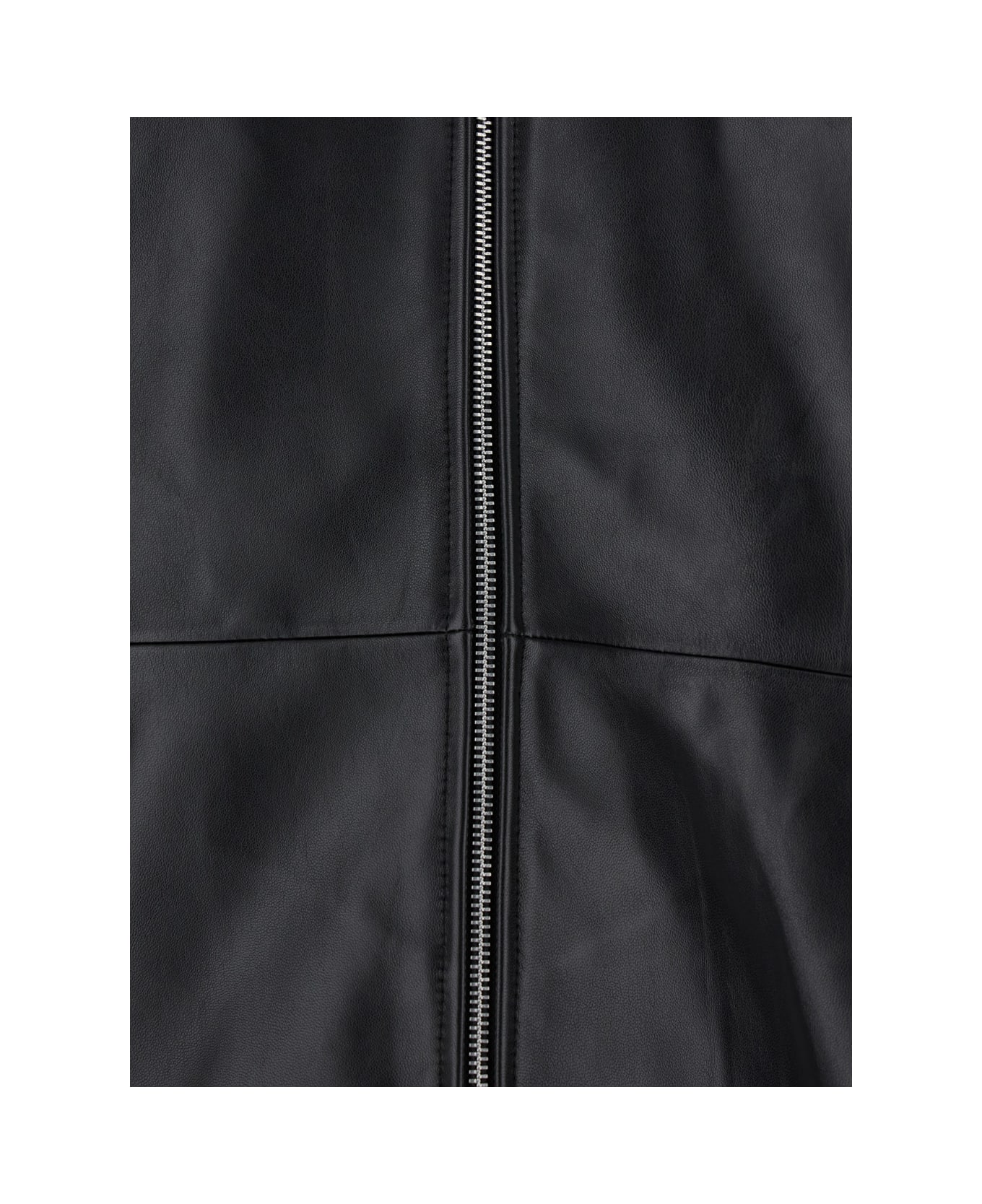 Sunflower Black Jacket With Classic Collar And Dropped Shoulders In Leather Man - Black