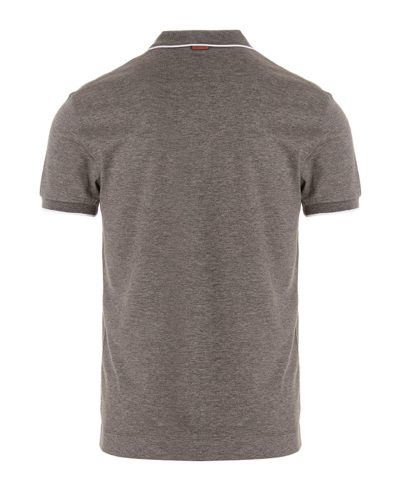Zegna Logo Embroidery Polo Shirt - Gray ポロシャツ