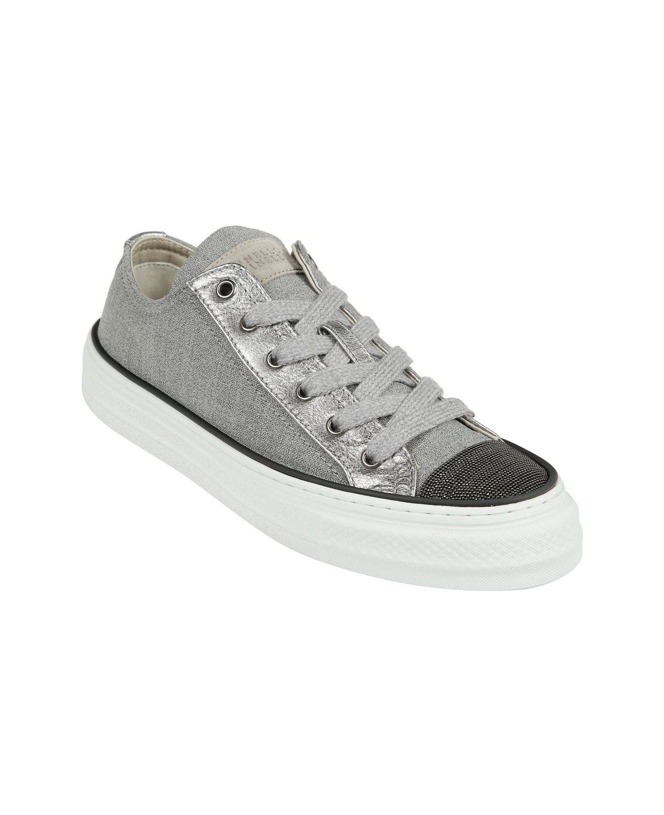 Brunello Cucinelli Panelled Lace-up Sneakers - grigio chiaro