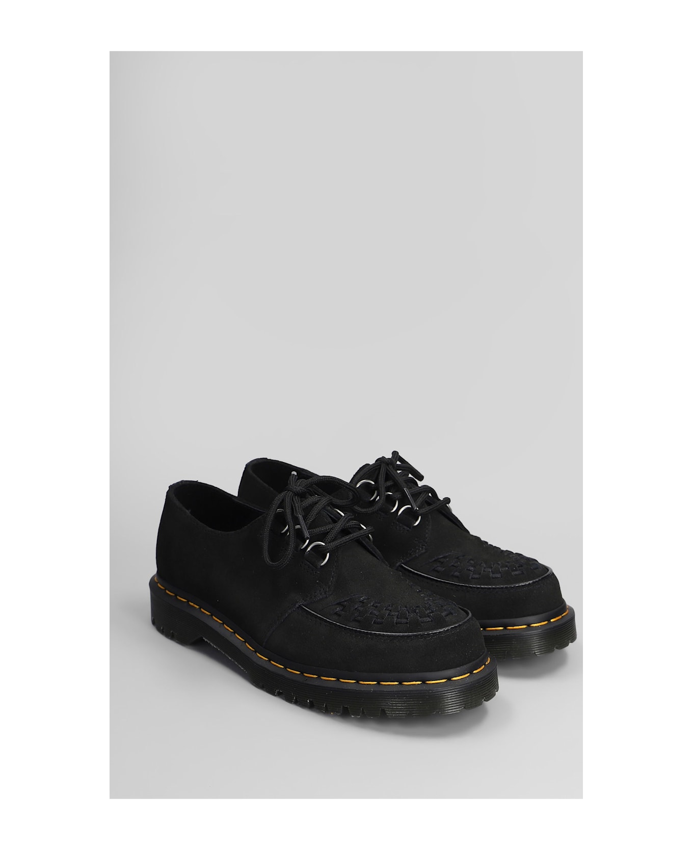 Dr. Martens Ramsey Lace Up Shoes In Black Suede - black