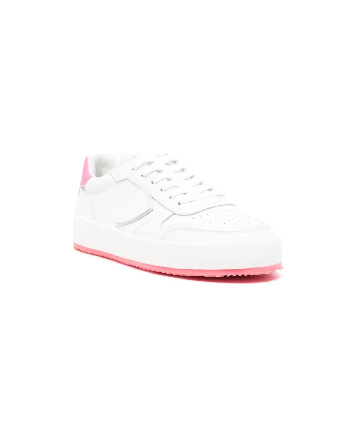 Philippe Model Nice Low Sneakers - White And Fuchsia - White