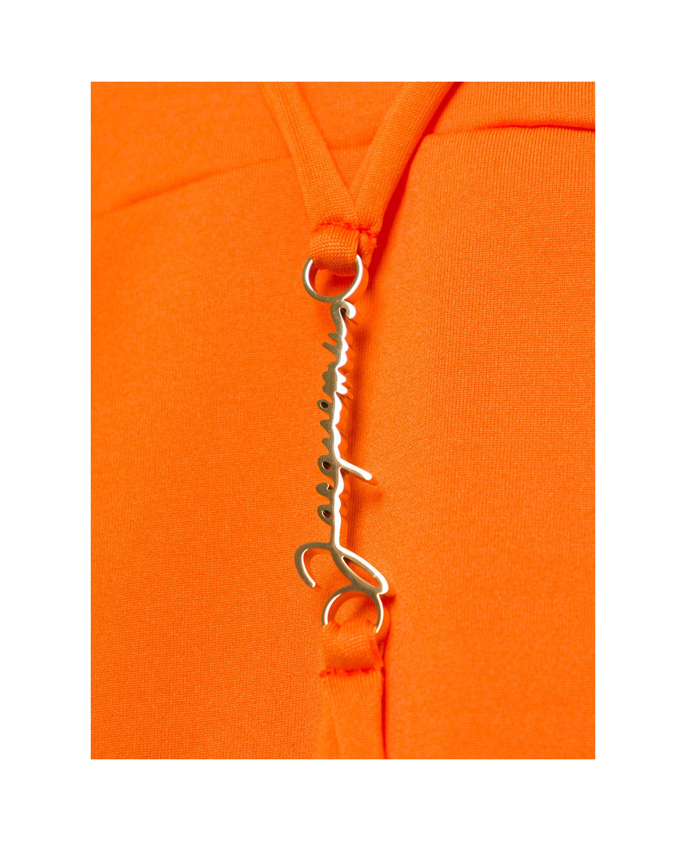 Jacquemus Orange Openback Swimsuit With Logo In Recycled Polyester